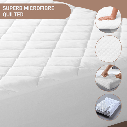 Quilted Extra Deep Mattress Protector Microfibre Top Waterproof Reverse