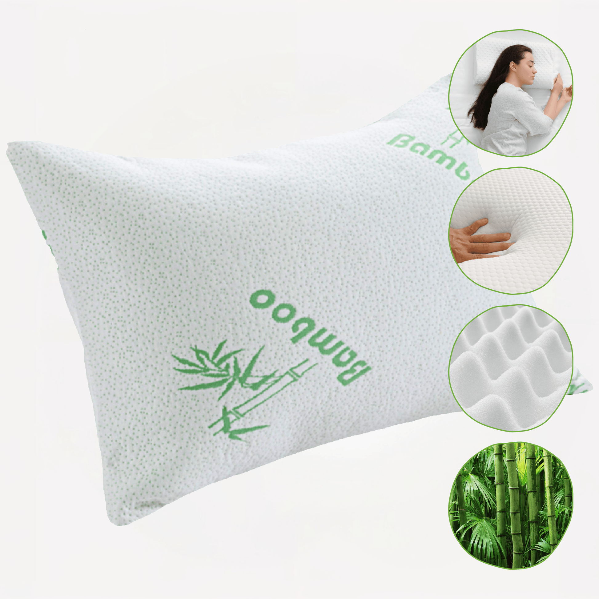 Bamboo Memory Foam Pillow Hypoallergenic Cooling Luxury Fibre Filling
