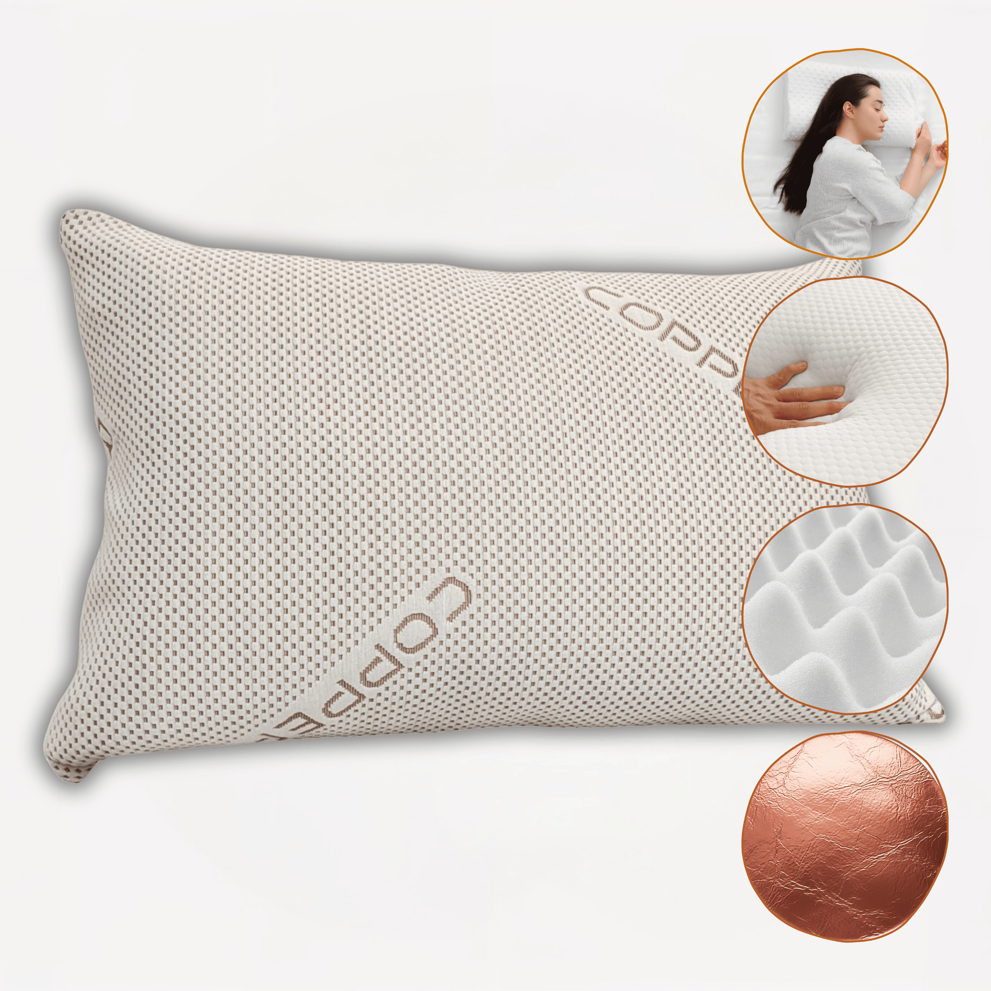 Copper Infused Memory Foam Pillow For Skin Health Hypoallergenic Super Soft Hotel-Style Comfort