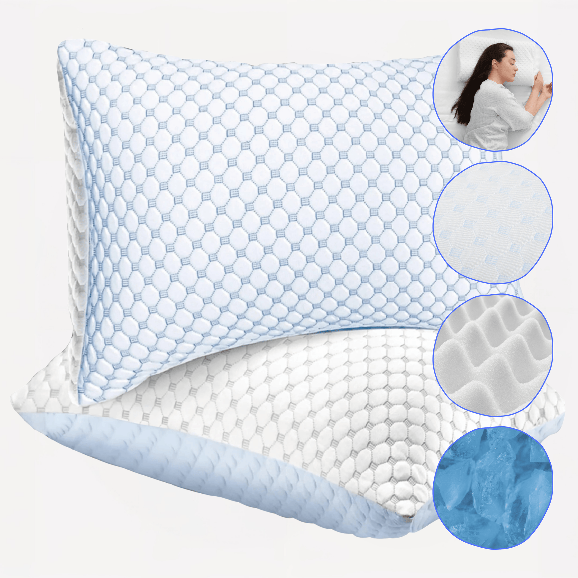 Ice Cool Hypoallergenic Cooling Memory Foam Pillow for Cold Night Comfort