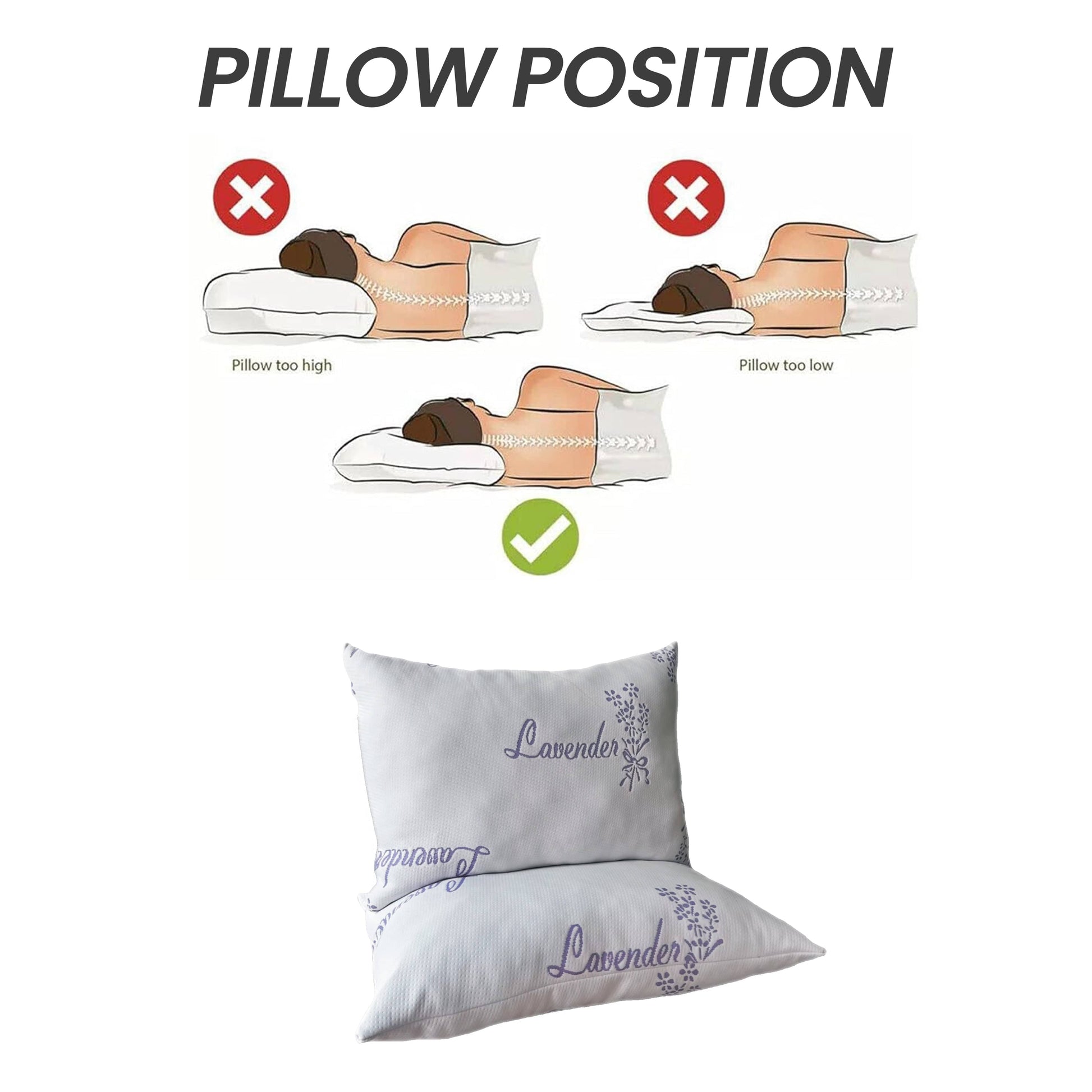 Lavender Infused Microfibre Hotel Pillow Medium Support Hypoallergenic Side