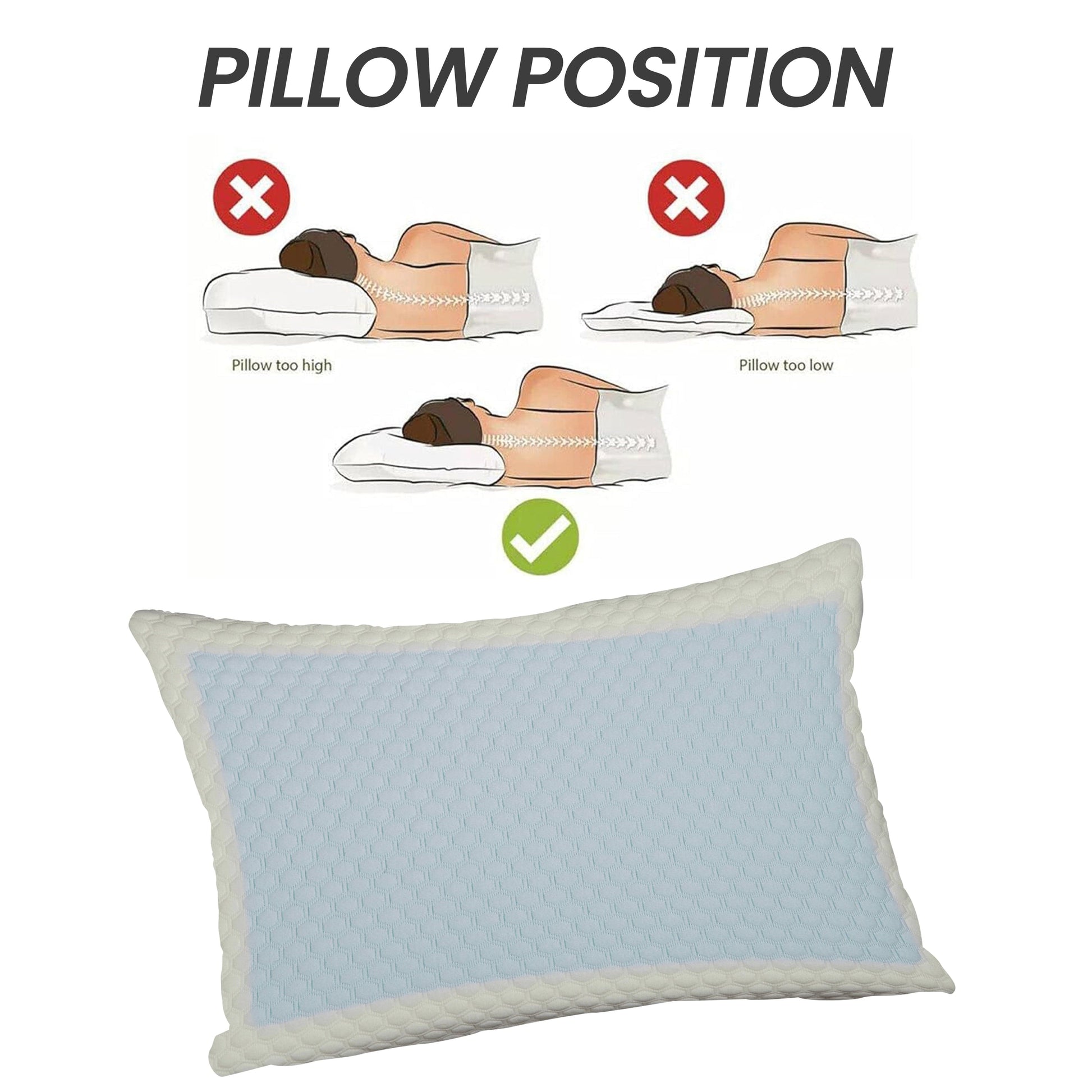 Cooling Gel Memory Foam Pillow With Breathable Cover Orthopaedic Support