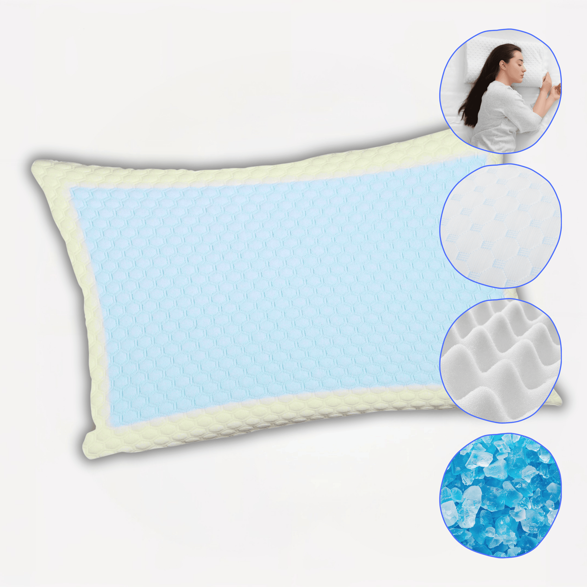 Cooling Gel Memory Foam Pillow With Breathable Cover Orthopaedic Support