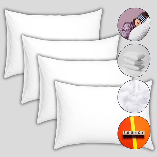 4 Pack Super Bounce Back Pillows With Luxury Fibre Filling For Superior
