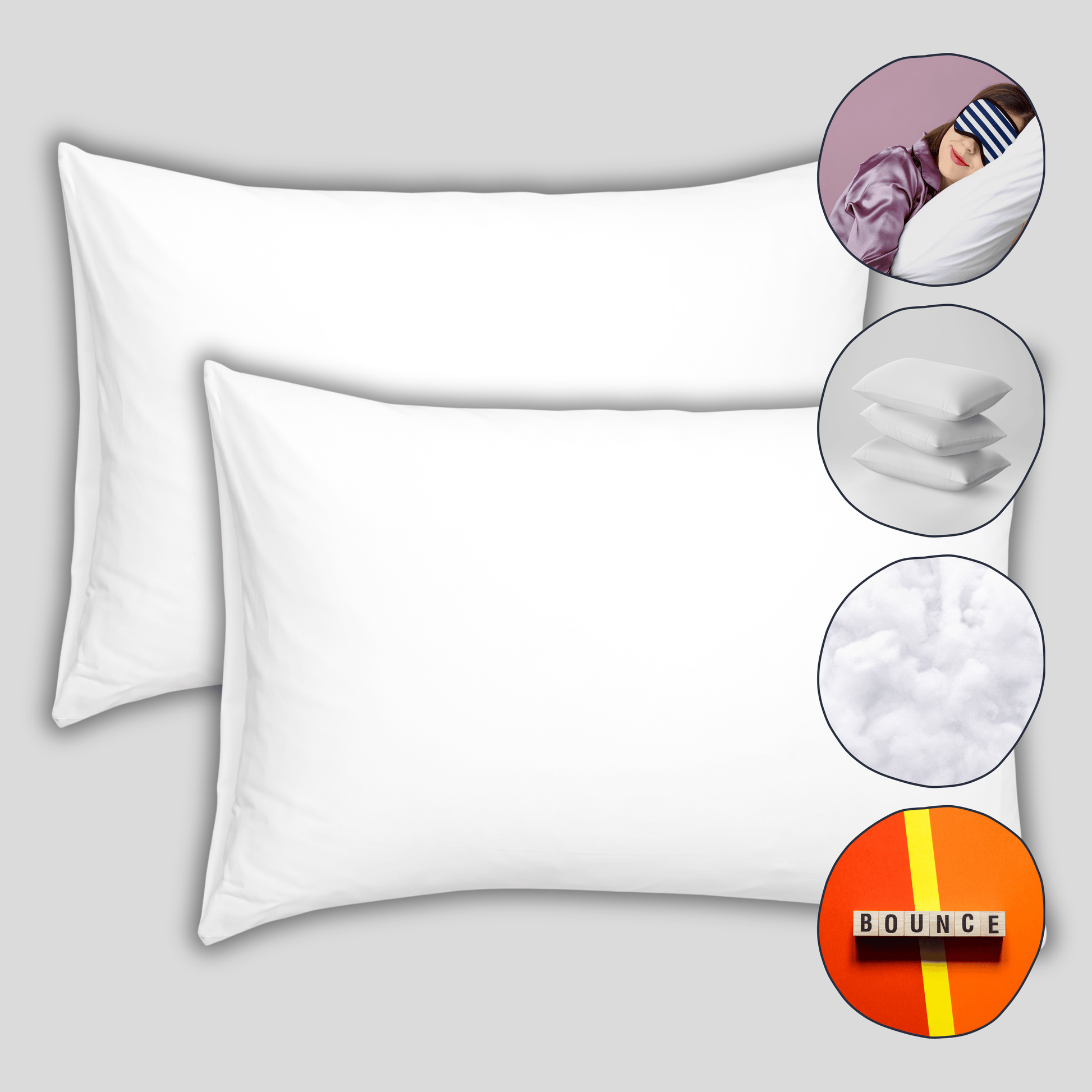 2 Pack Super Bounce Back Pillows Luxury Fibre Filling Soft To Medium