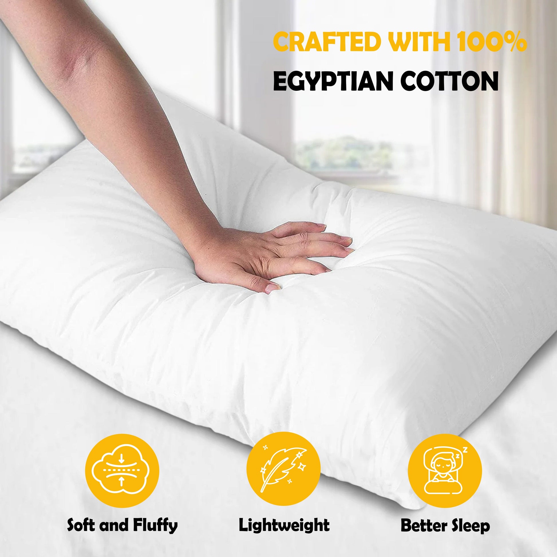 2 Pack Egyptian Cotton Blend Pillows Hotel Quality Soft Medium Support