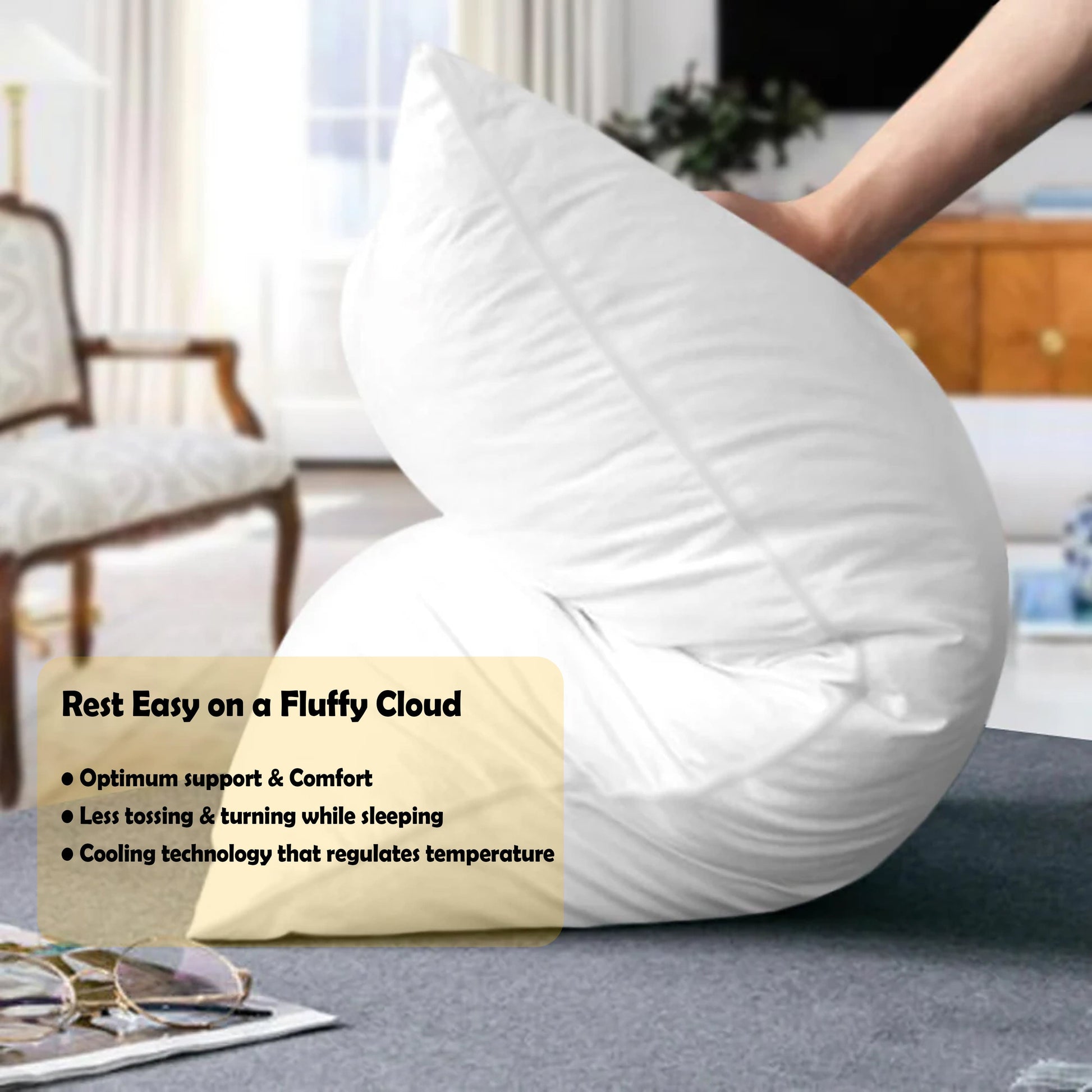 2 Pack Egyptian Cotton Blend Pillows Hotel Quality Soft Medium Support