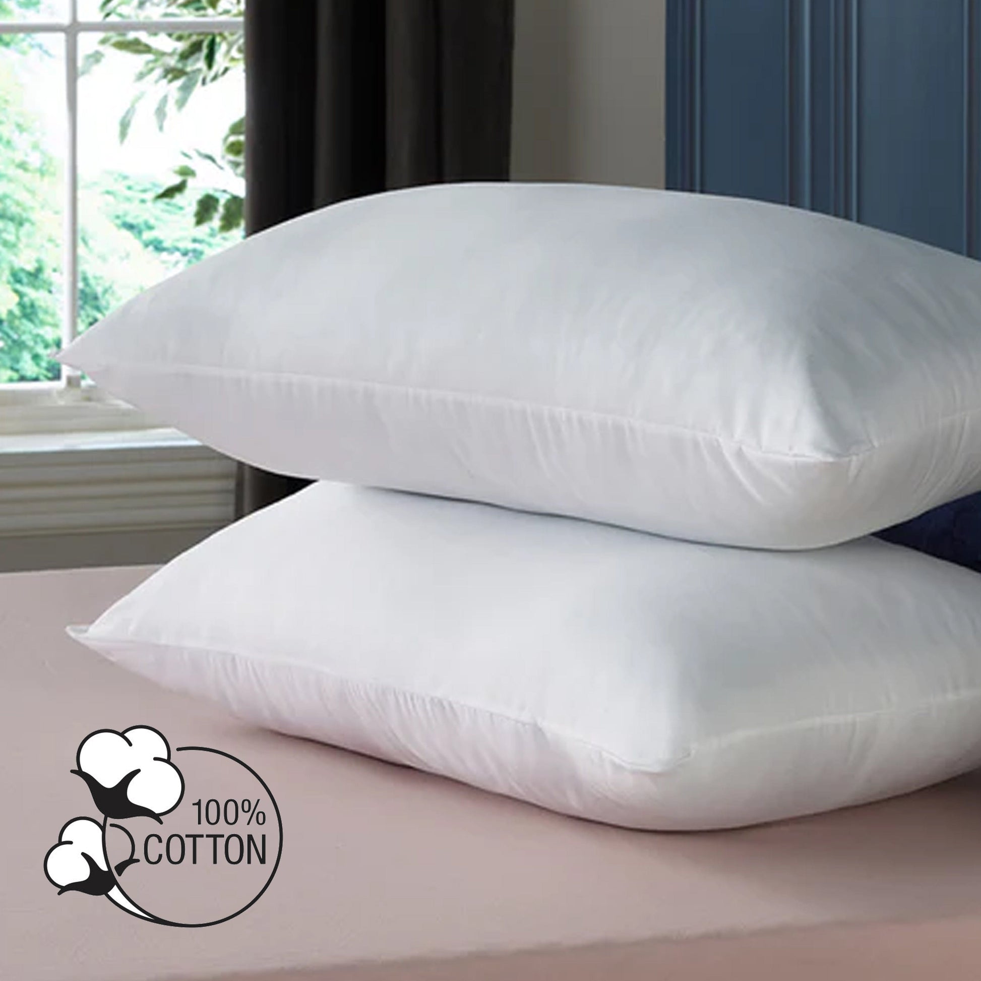 2 Pack Egyptian Cotton Blend Pillows Hotel Quality Soft Medium Support