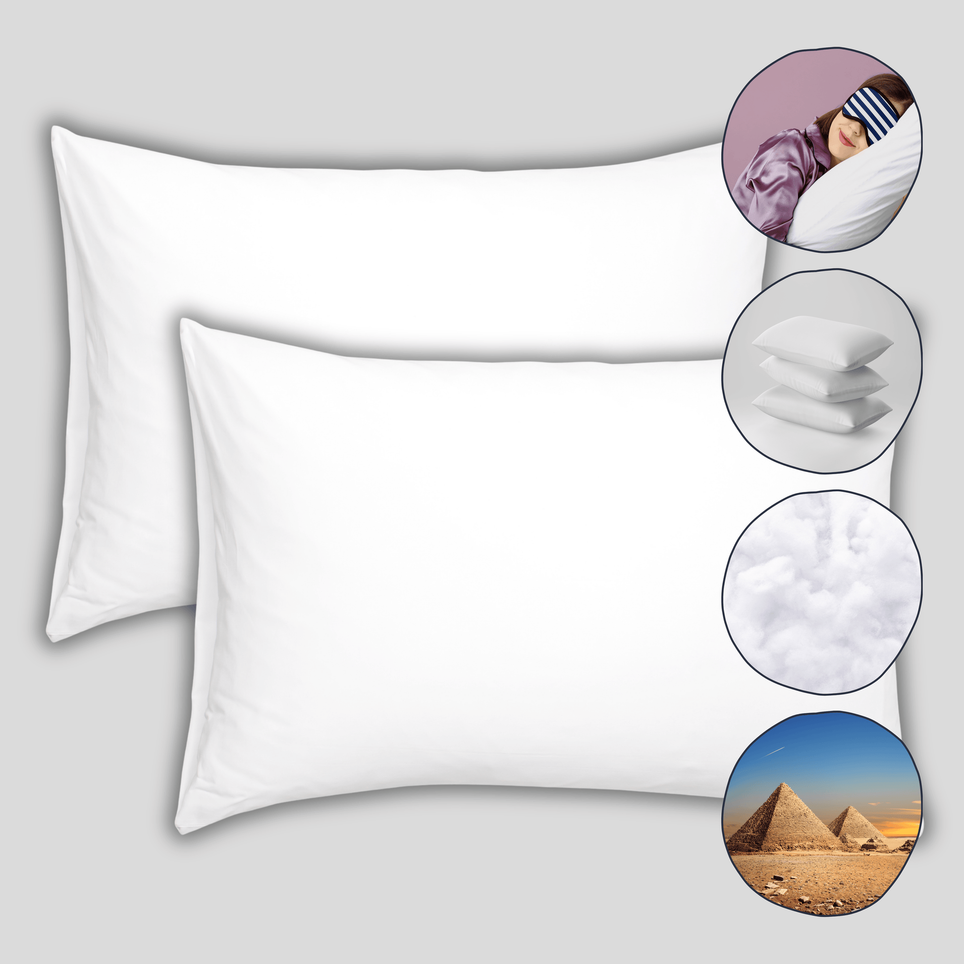 2 Pack Egyptian Cotton Blend Pillows Hotel Quality Soft Medium Support