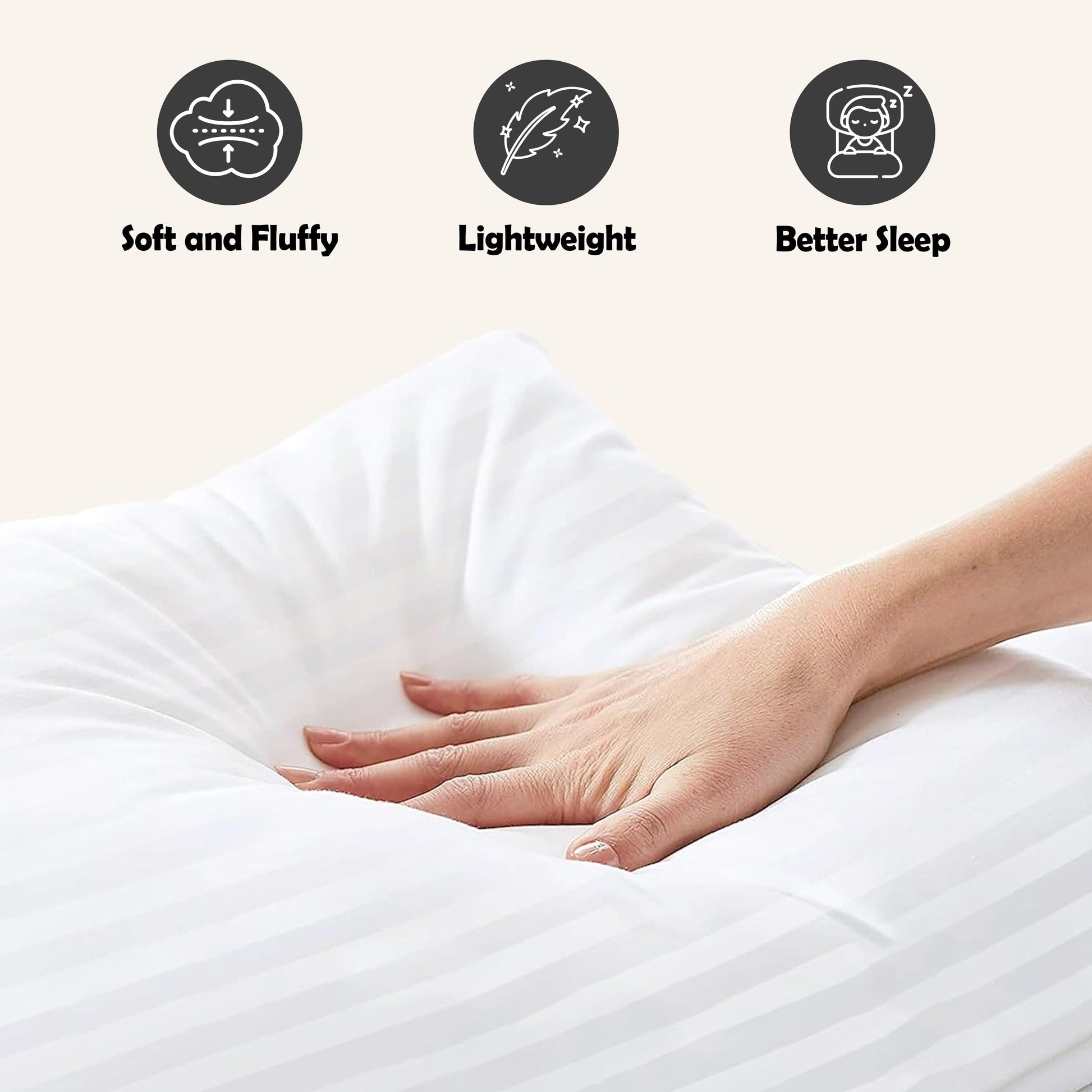 2 Pack Luxury Hotel Pillows Hypoallergenic Hollowfibre Soft Medium Support