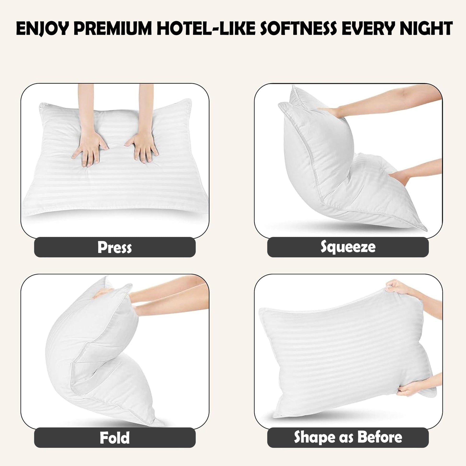 2 Pack Luxury Hotel Pillows Hypoallergenic Hollowfibre Soft Medium Support