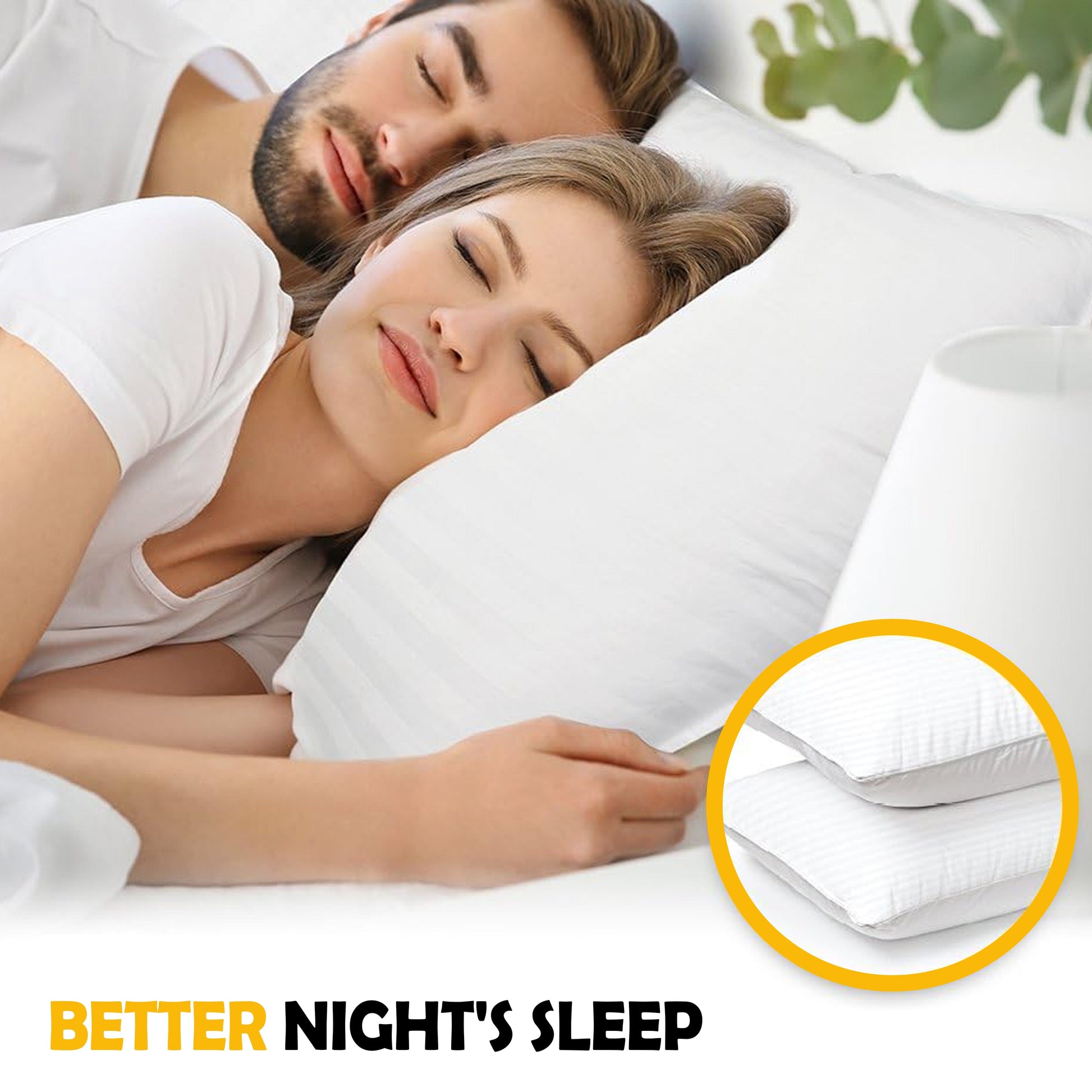 2 Pack Luxury Hotel Pillows Hypoallergenic Hollowfibre Soft Medium Support