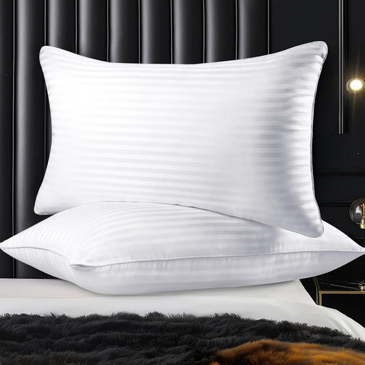 2 Pack Luxury Hotel Pillows Hypoallergenic Hollowfibre Soft Medium Support