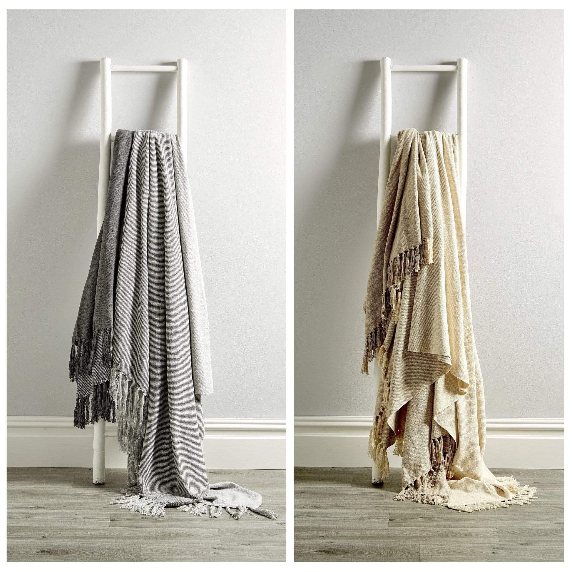 OLIVIA ROCCO Handwoven Large Check Pure Indian Cotton Throw Blanket With Tassels Eco