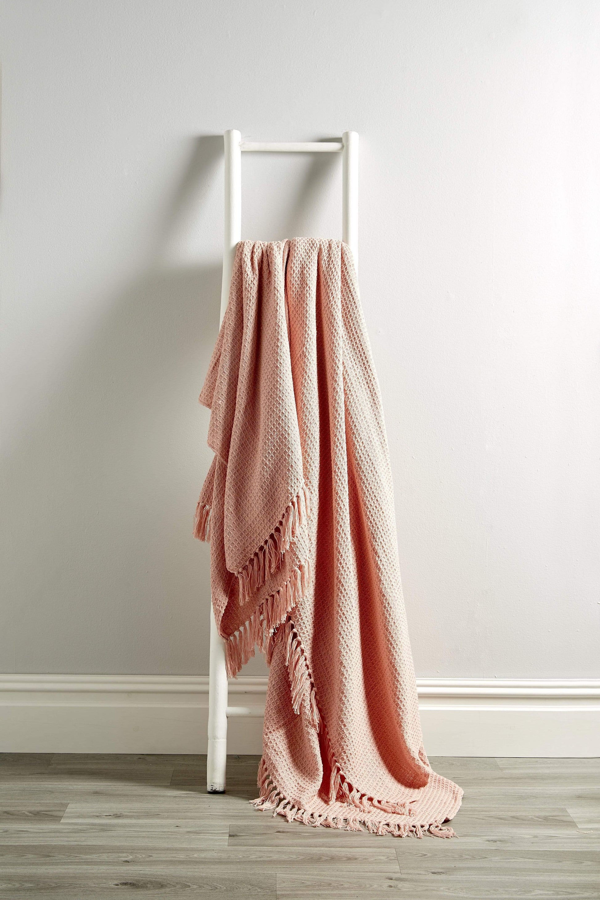 OLIVIA ROCCO Lisbon Pure Indian Cotton Handwoven Honeycomb Throw Blanket Lightweight
