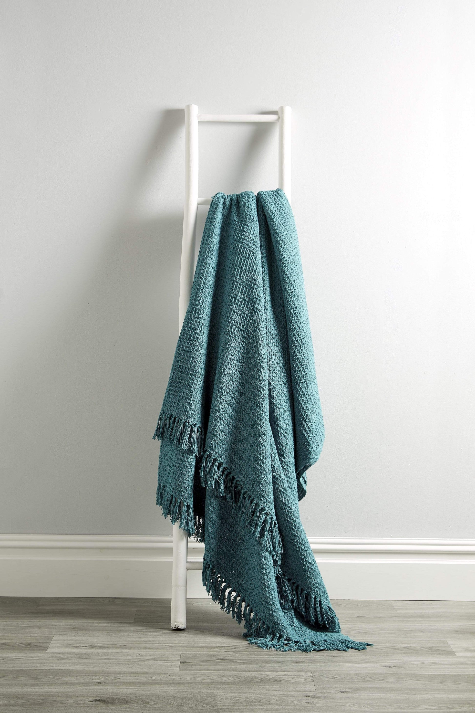 OLIVIA ROCCO Lisbon Pure Indian Cotton Handwoven Honeycomb Throw Blanket Lightweight