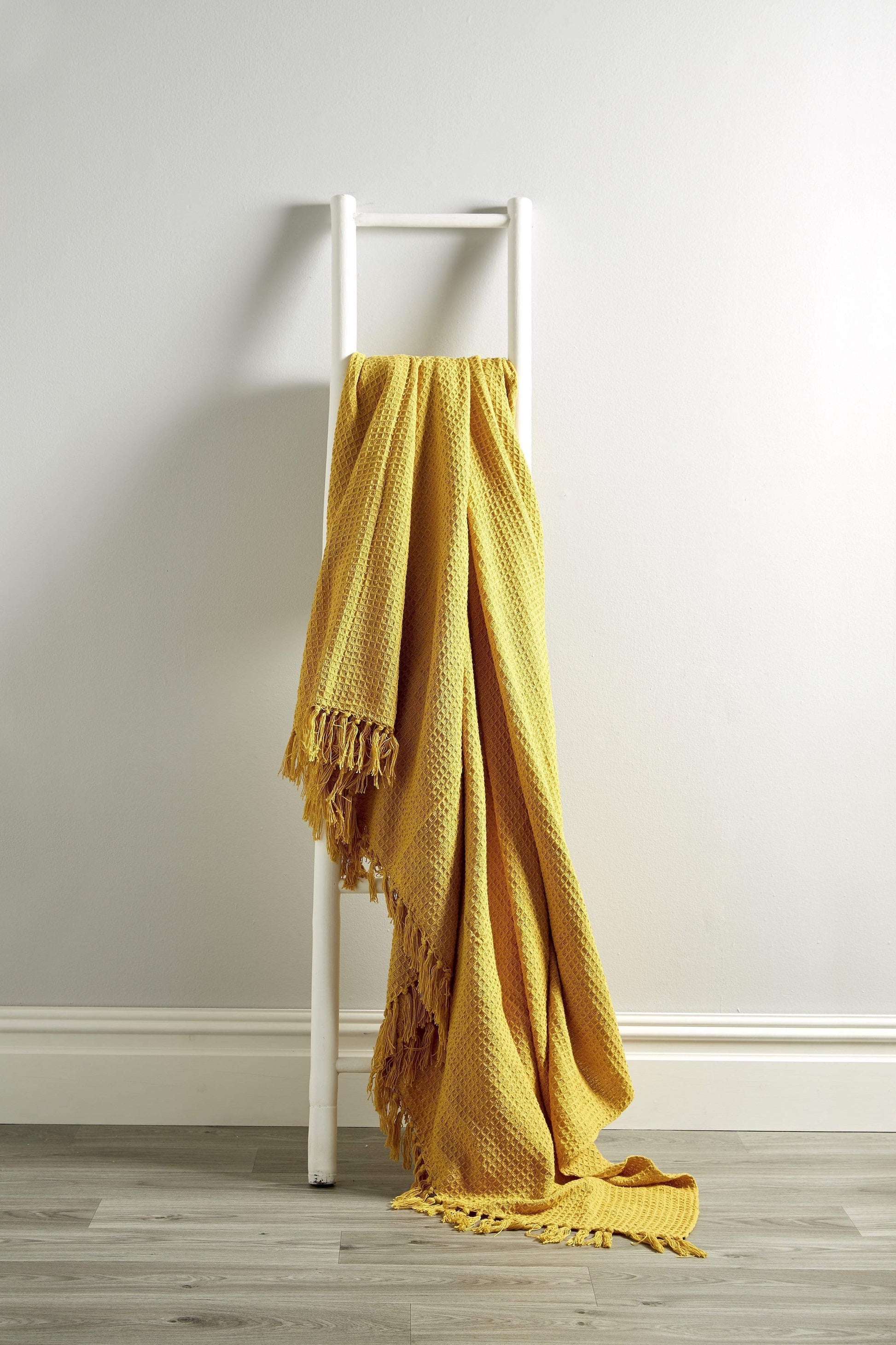 OLIVIA ROCCO Lisbon Pure Indian Cotton Handwoven Honeycomb Throw Blanket Lightweight