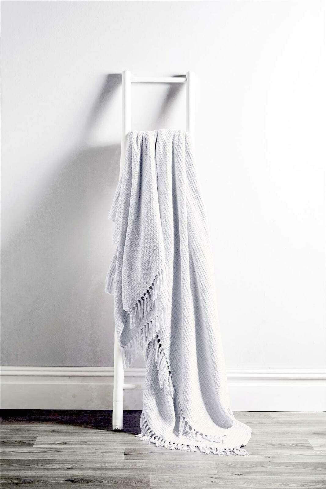 OLIVIA ROCCO Lisbon Pure Indian Cotton Handwoven Honeycomb Throw Blanket Lightweight