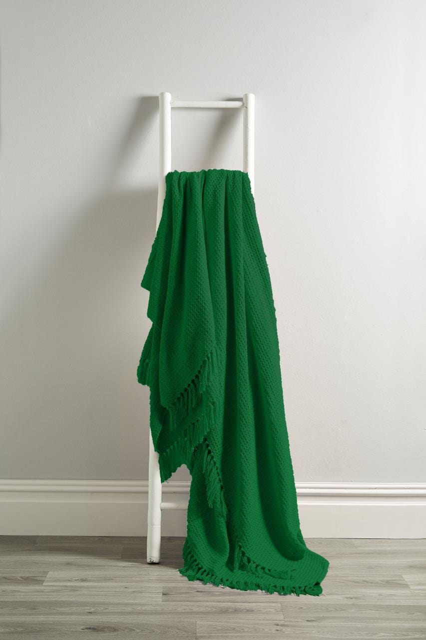 OLIVIA ROCCO Lisbon Pure Indian Cotton Handwoven Honeycomb Throw Blanket Lightweight