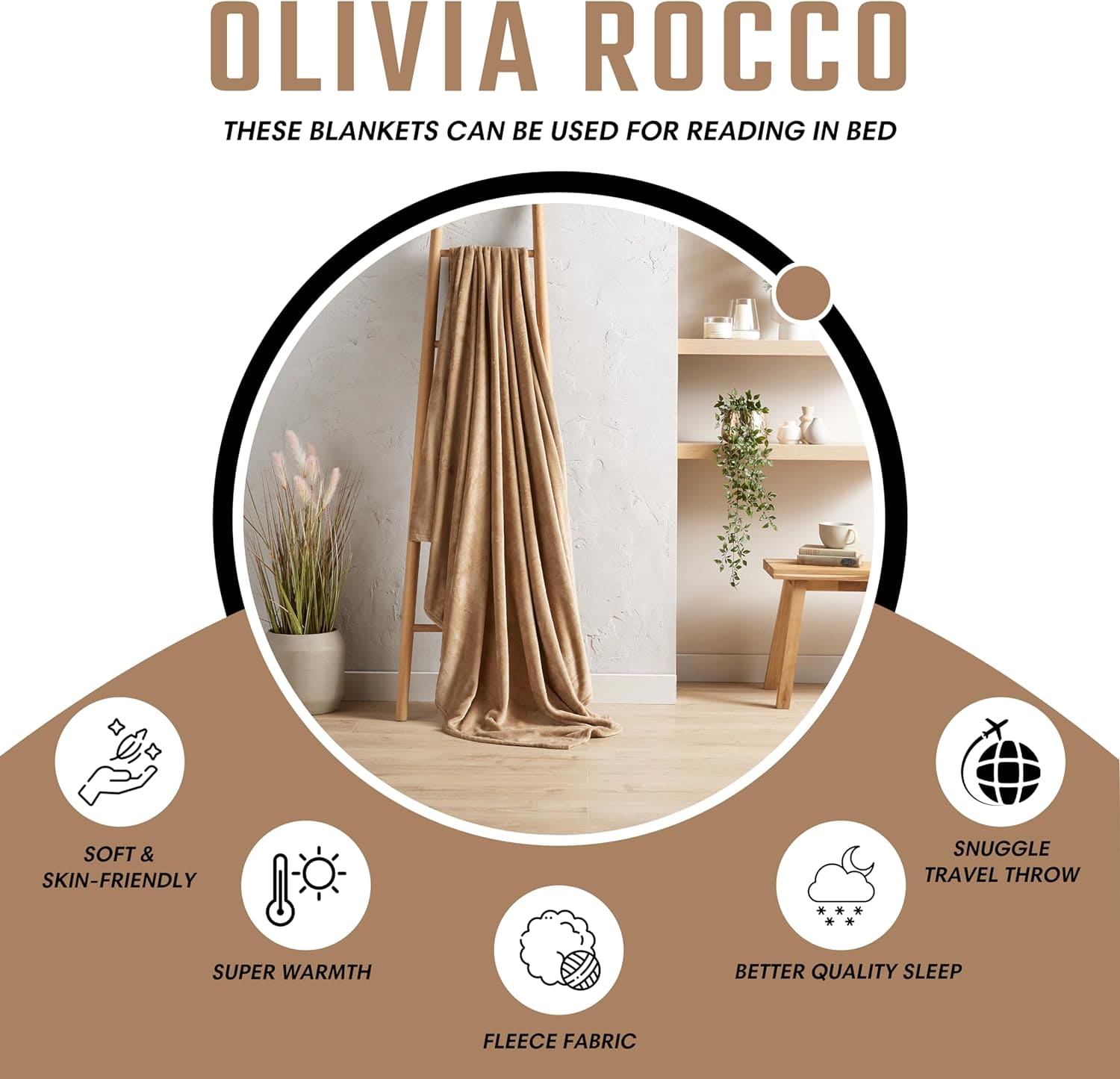 OLIVIA ROCCO Flannel Ultra Soft Fleece Throw Blanket Lightweight All Season For Bed Sofa