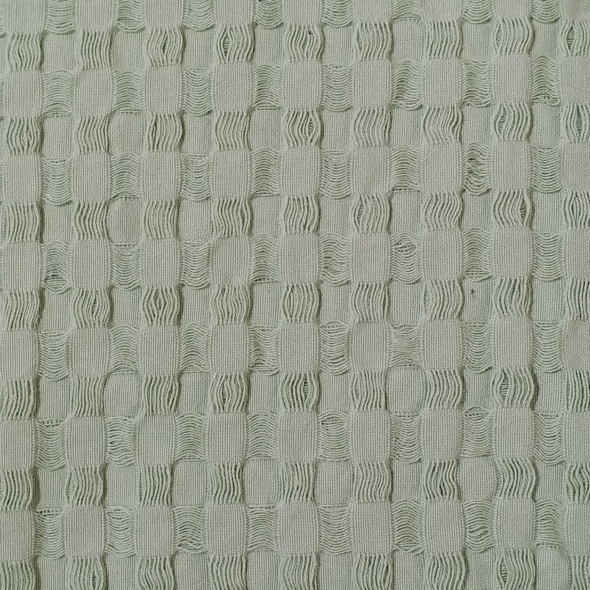 OLIVIA ROCCO Florian Checked Throw Blanket Sage Green 100% Cotton Bedspread For Sofas