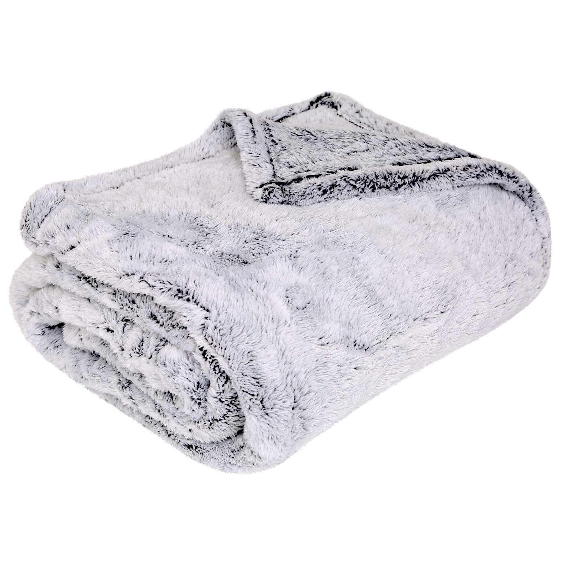 OLIVIA ROCCO Oversized Grey Shimmer Super Soft Fleece Throw Blanket For Sofa Bed Home
