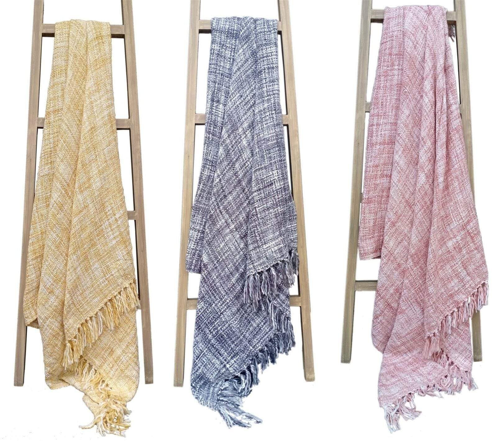OLIVIA ROCCO French Tonal Chenille Throw 130 x 170 cm Luxuriously Soft Decorative Acrylic Cosy Sofa and Bedroom Layering