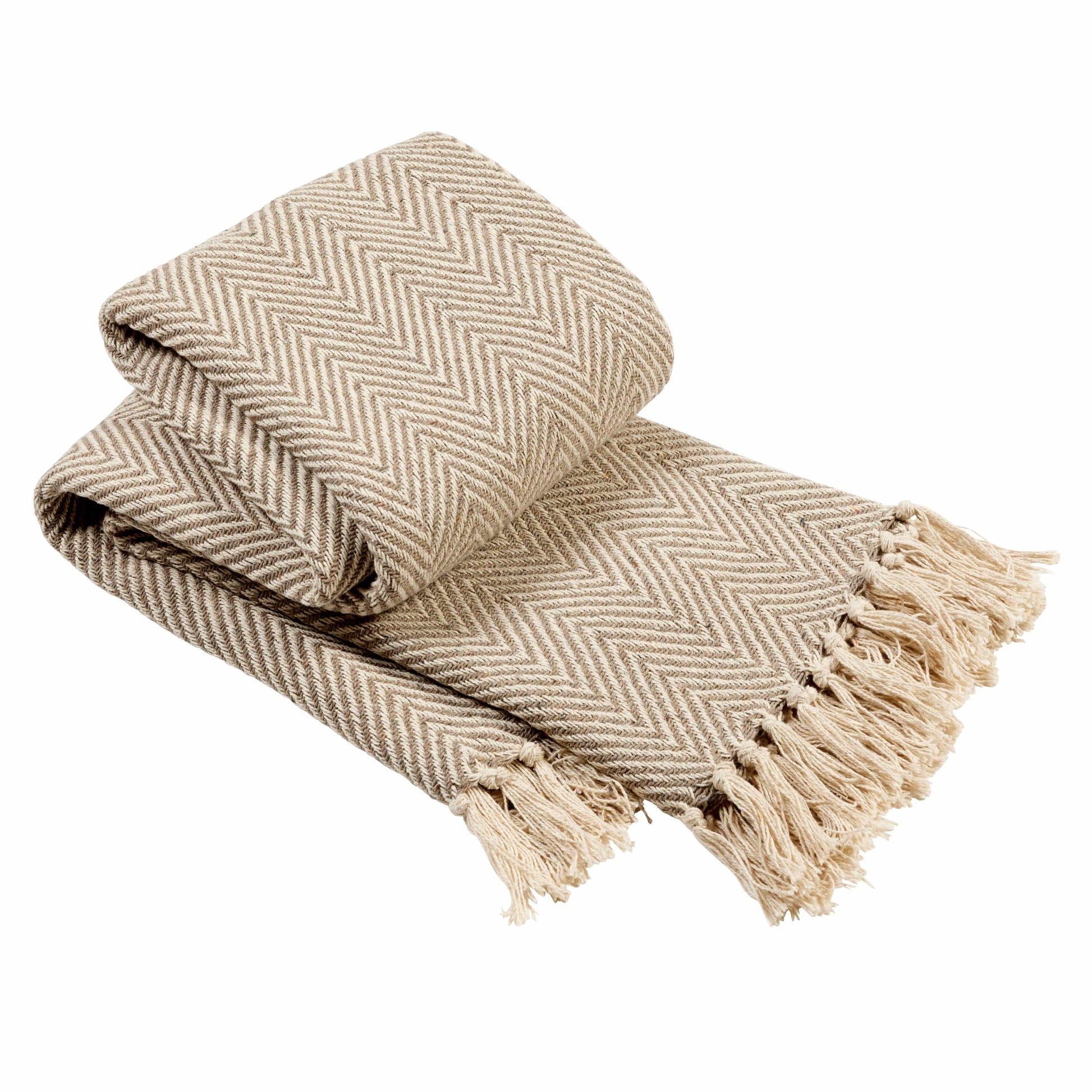 OLIVIA ROCCO Tangier Recycled Cotton Throw Blanket With Decorative Tassels Lightweight