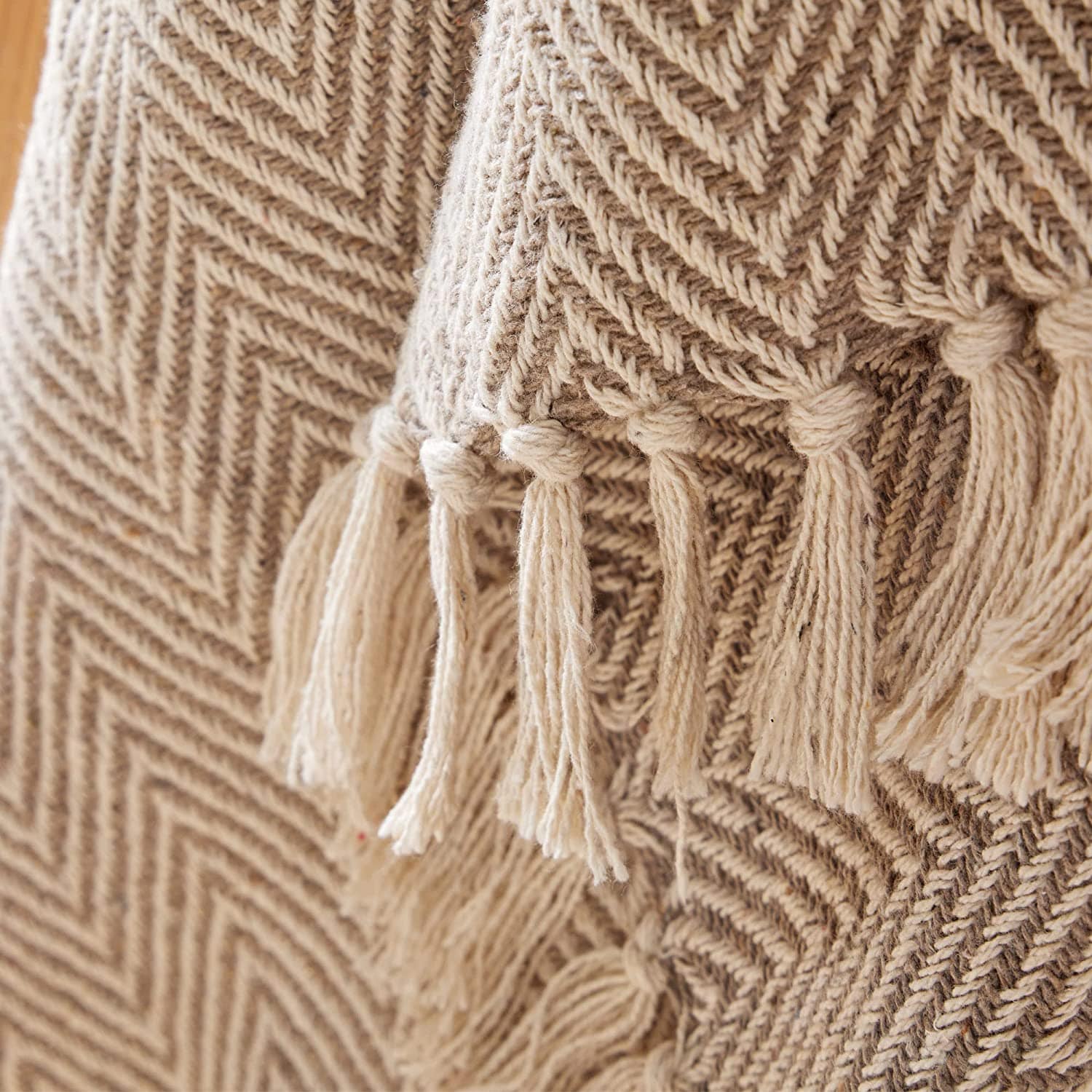 OLIVIA ROCCO Tangier Recycled Cotton Throw Blanket With Decorative Tassels Lightweight