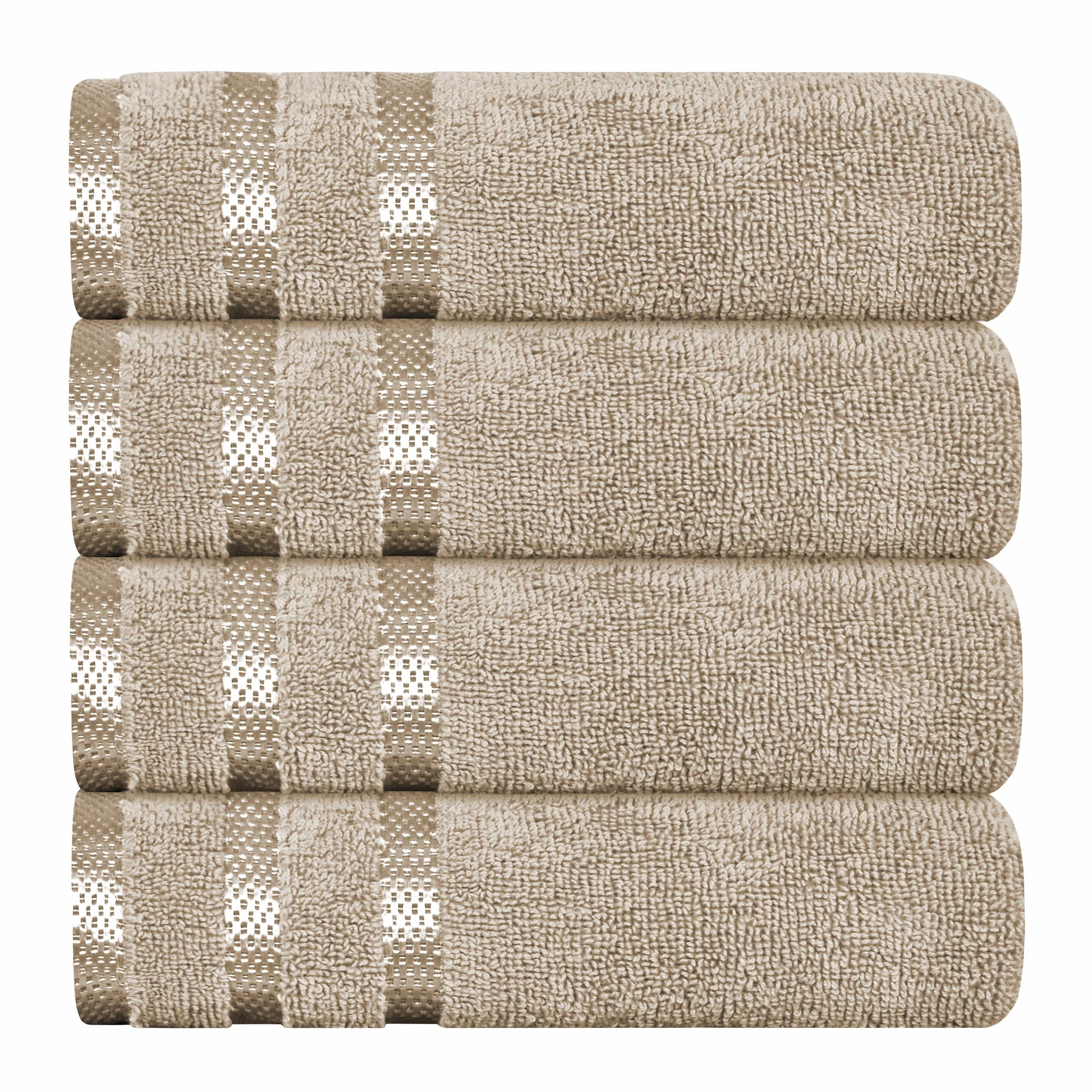 OLIVIA ROCCO Belmont Viscose Stripe Beige Towels 100% Cotton Hotel Quality Bath Towels