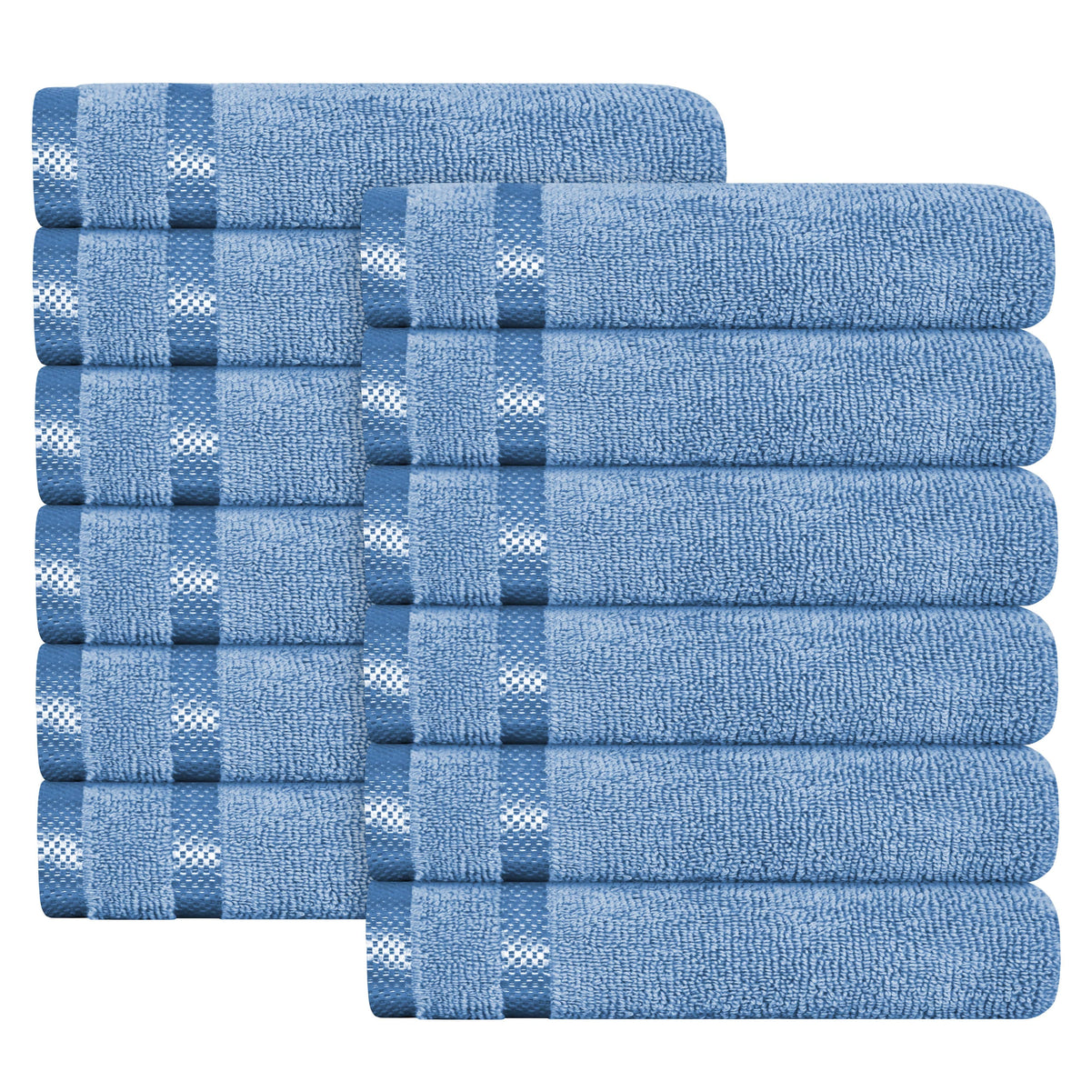 OLIVIA ROCCO Belmont Viscose Stripe Blue Towels 100% Cotton Hotel Quality Super Absorbent