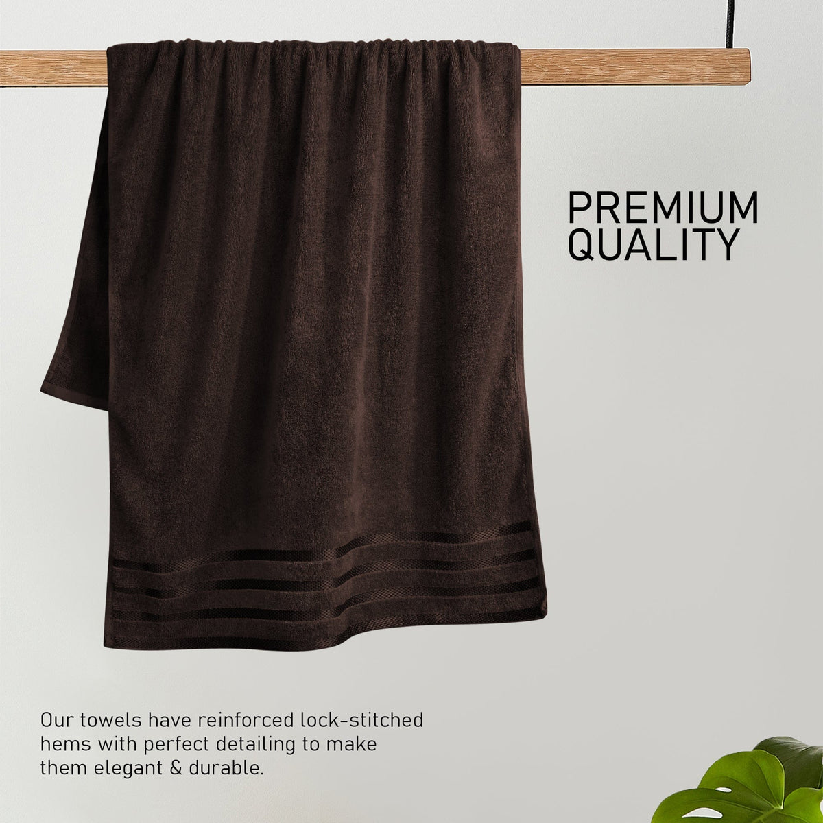 OLIVIA ROCCO Belmont Viscose Stripe Brown Towels 100% Cotton Hotel Quality Bath Towels