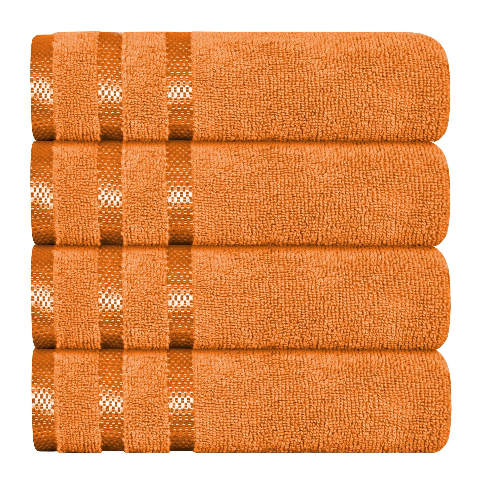 OLIVIA ROCCO Belmont Viscose Stripe Orange Towels 100% Cotton Hotel Quality Bath Towels