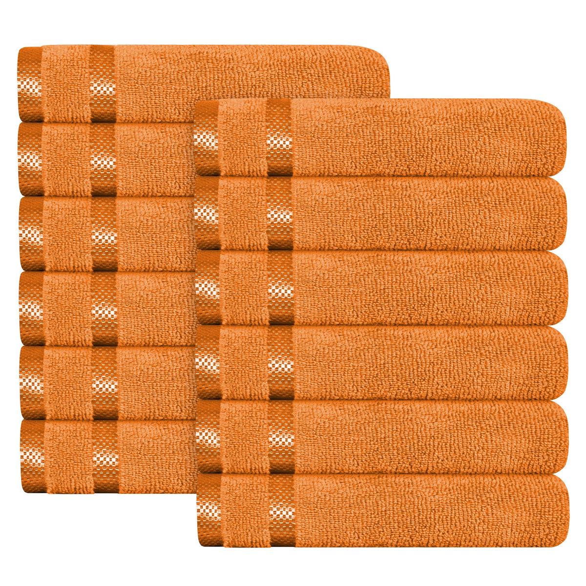OLIVIA ROCCO Belmont Viscose Stripe Orange Towels 100% Cotton Hotel Quality Bath Towels