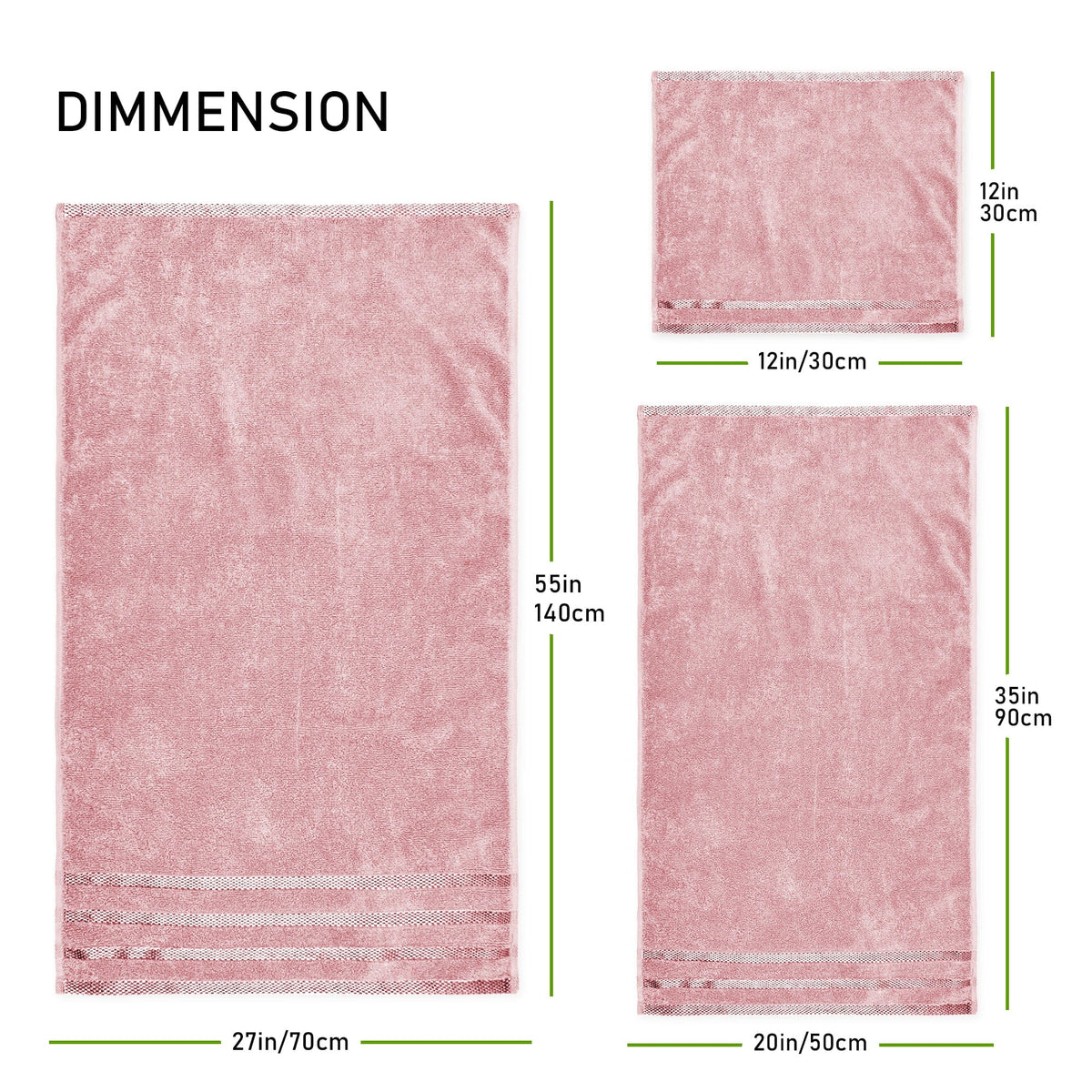 OLIVIA ROCCO Belmont Viscose Stripe Pink Towels 100% Cotton Hotel Quality Super Absorbent