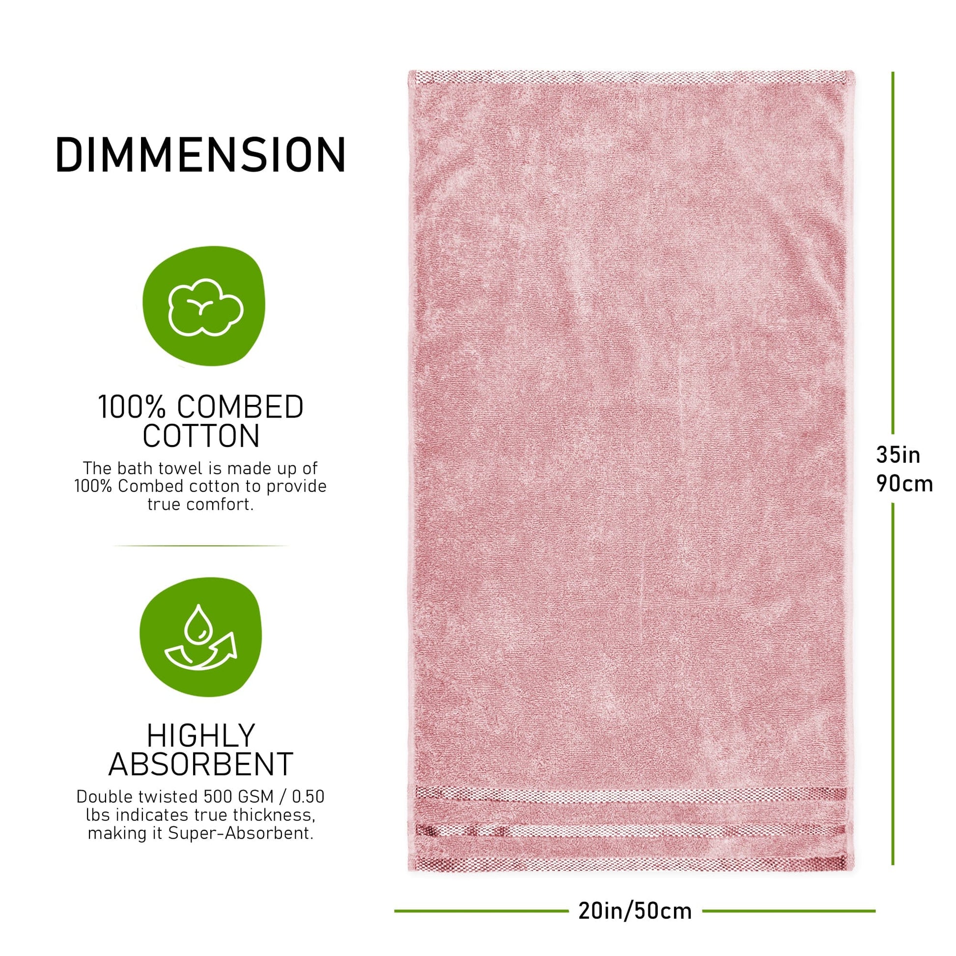 OLIVIA ROCCO Belmont Viscose Stripe Pink Towels 100% Cotton Hotel Quality Super Absorbent