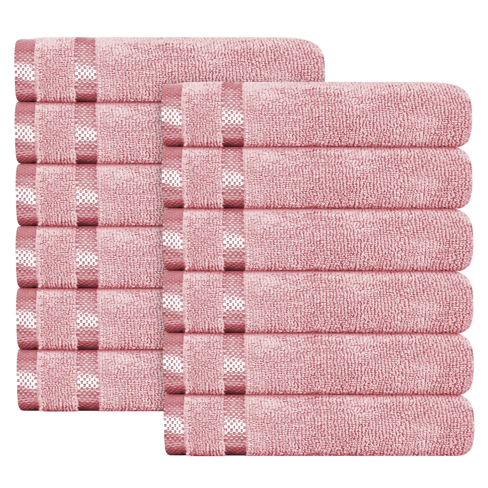 OLIVIA ROCCO Belmont Viscose Stripe Pink Towels 100% Cotton Hotel Quality Super Absorbent
