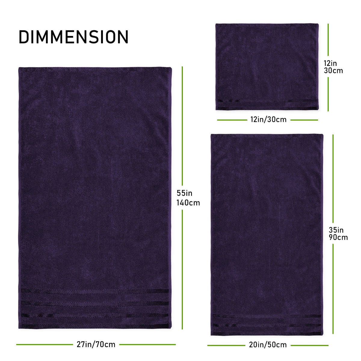 OLIVIA ROCCO Belmont Viscose Stripe Purple Towels 100% Cotton Hotel Quality Bath Towels