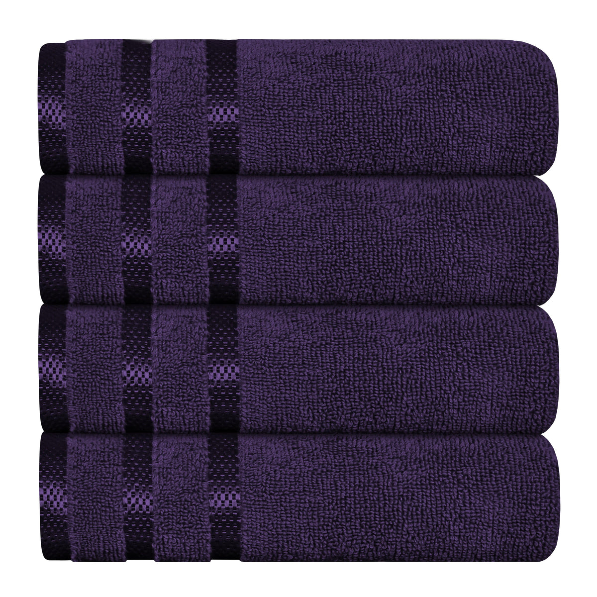 OLIVIA ROCCO Belmont Viscose Stripe Purple Towels 100% Cotton Hotel Quality Bath Towels