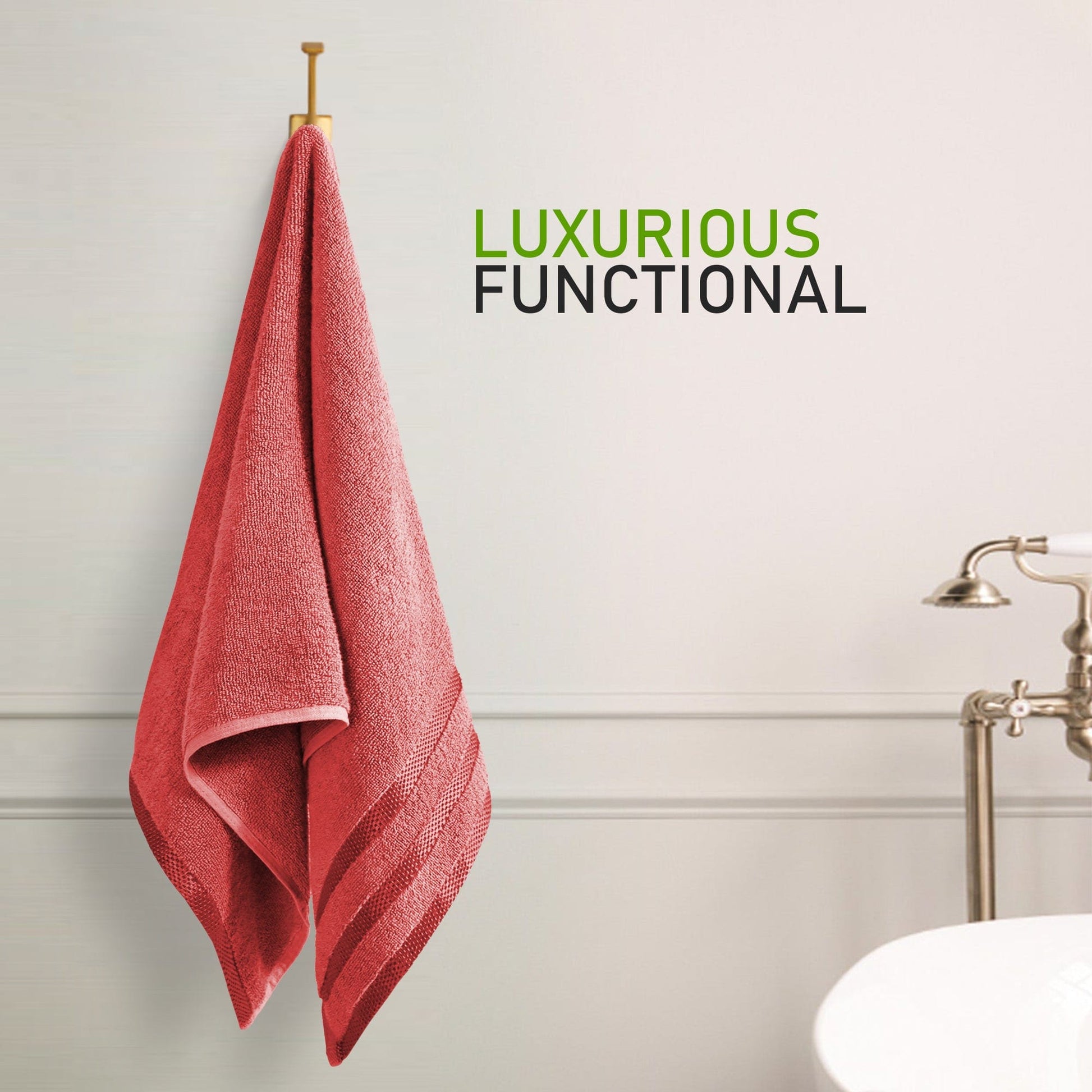 OLIVIA ROCCO Belmont Viscose Stripe Red Towels 100% Cotton Hotel Quality Super Absorbent