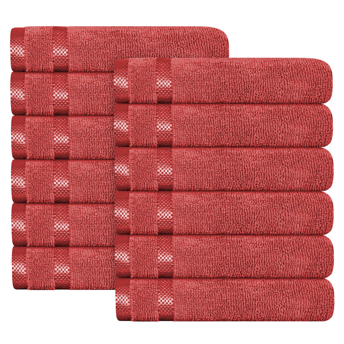 OLIVIA ROCCO Belmont Viscose Stripe Red Towels 100% Cotton Hotel Quality Super Absorbent