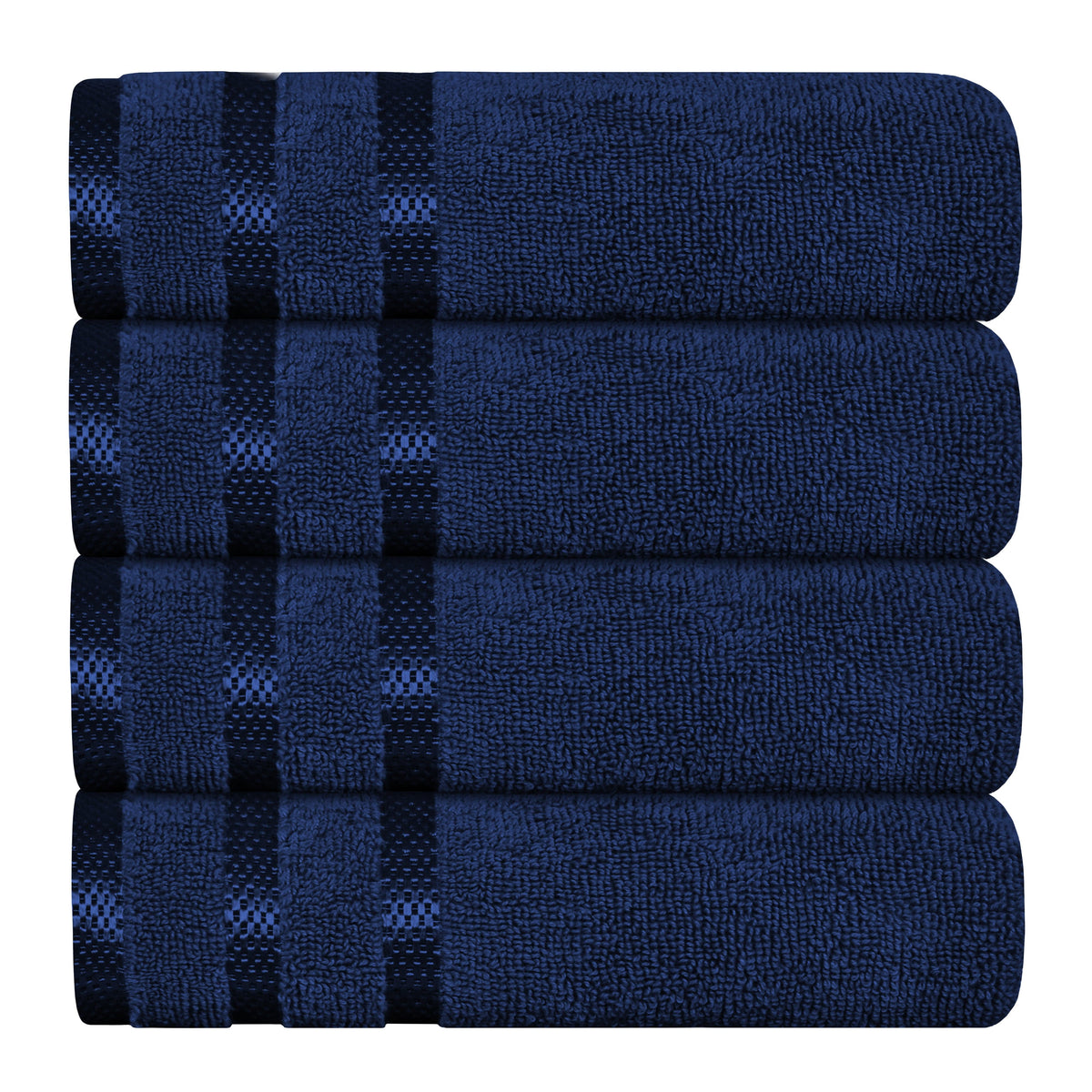 OLIVIA ROCCO Belmont Viscose Stripe Royal Blue Towels 100% Cotton Hotel Quality 10 Piece