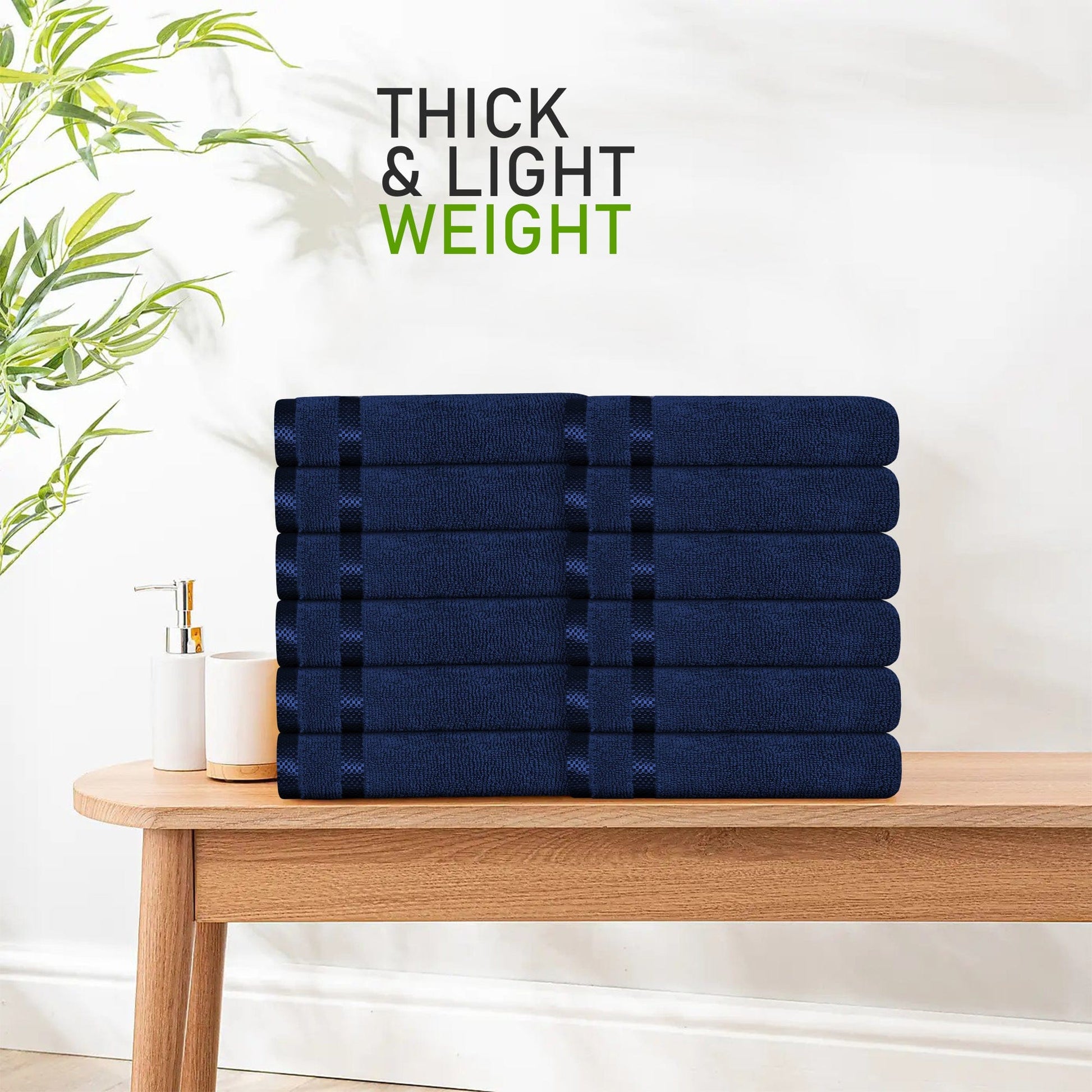 OLIVIA ROCCO Belmont Viscose Stripe Royal Blue Towels 100% Cotton Hotel Quality 10 Piece