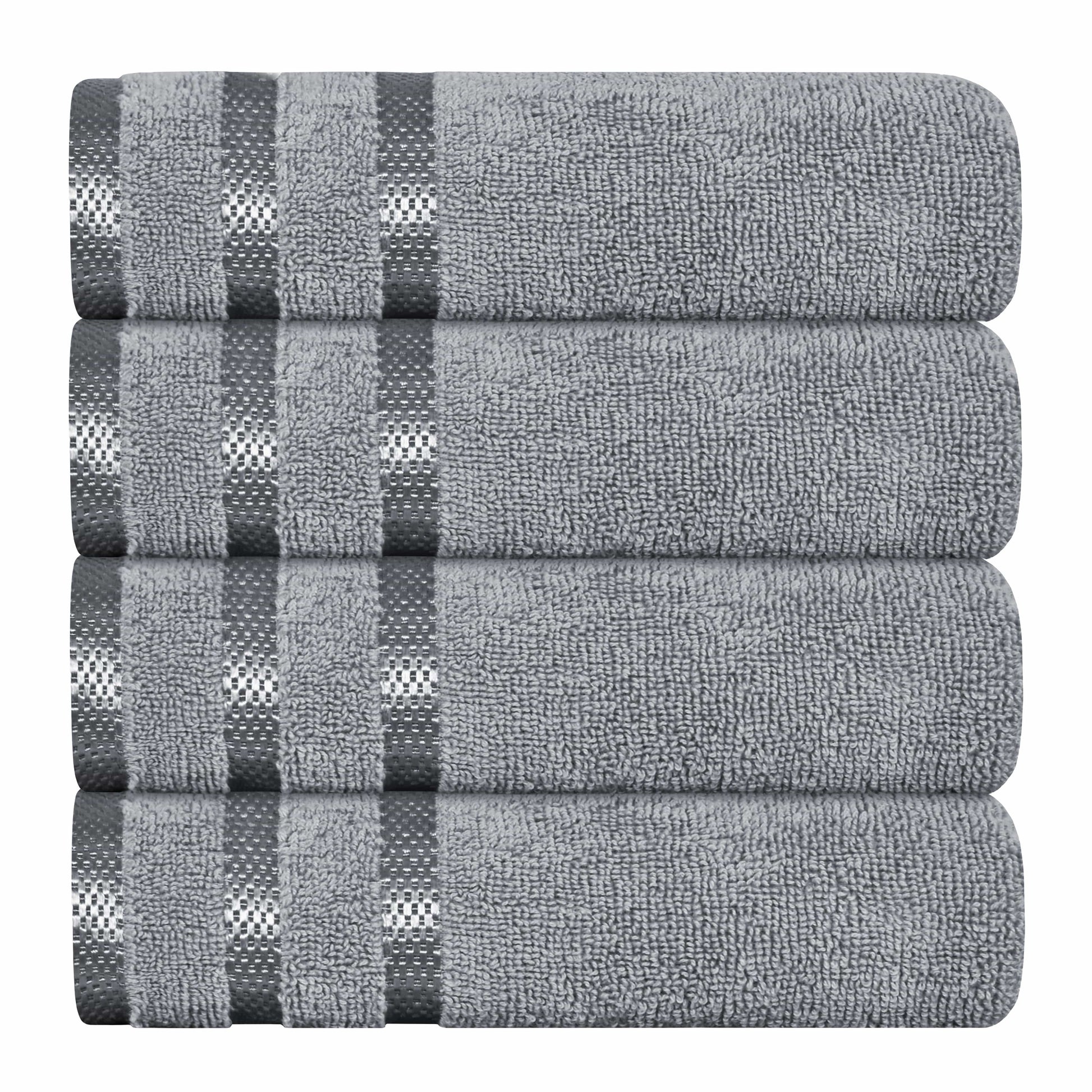 OLIVIA ROCCO Belmont Viscose Stripe Silver Towels 100% Cotton Quality Super Absorbent