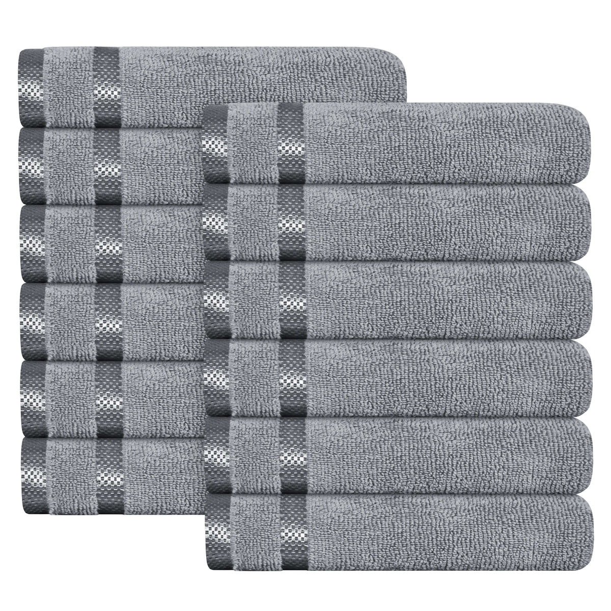 OLIVIA ROCCO Belmont Viscose Stripe Silver Towels 100% Cotton Quality Super Absorbent