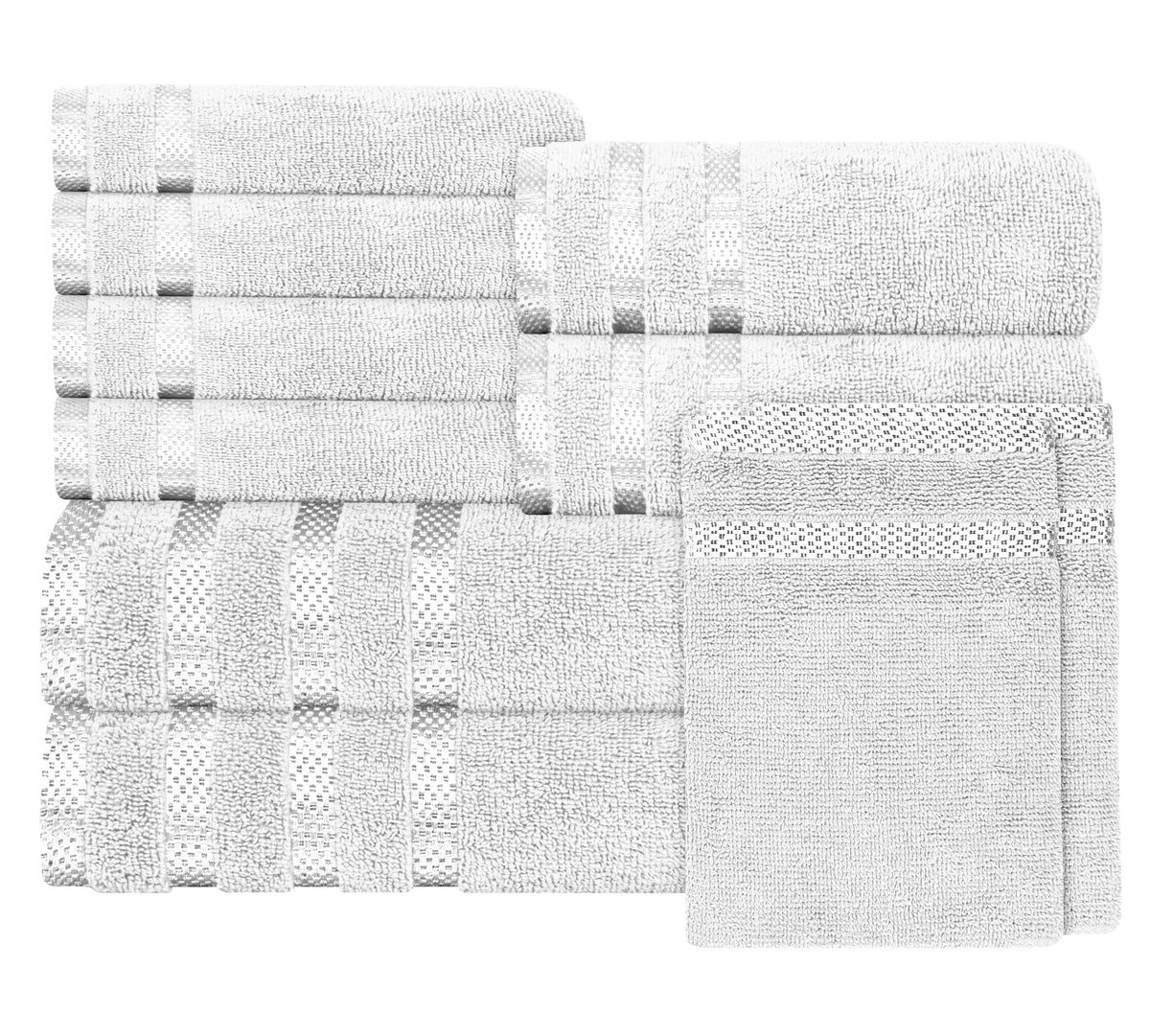 OLIVIA ROCCO Belmont Viscose Stripe White Towels 100% Cotton Hotel Quality Bath Towels