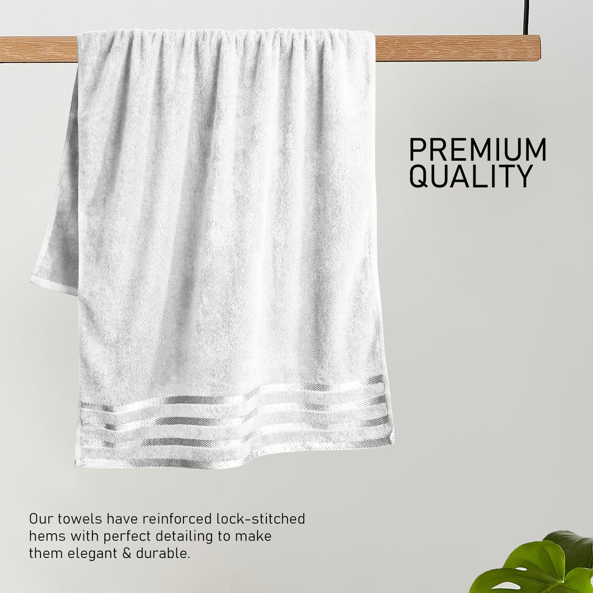 OLIVIA ROCCO Belmont Viscose Stripe White Towels 100% Cotton Hotel Quality Bath Towels
