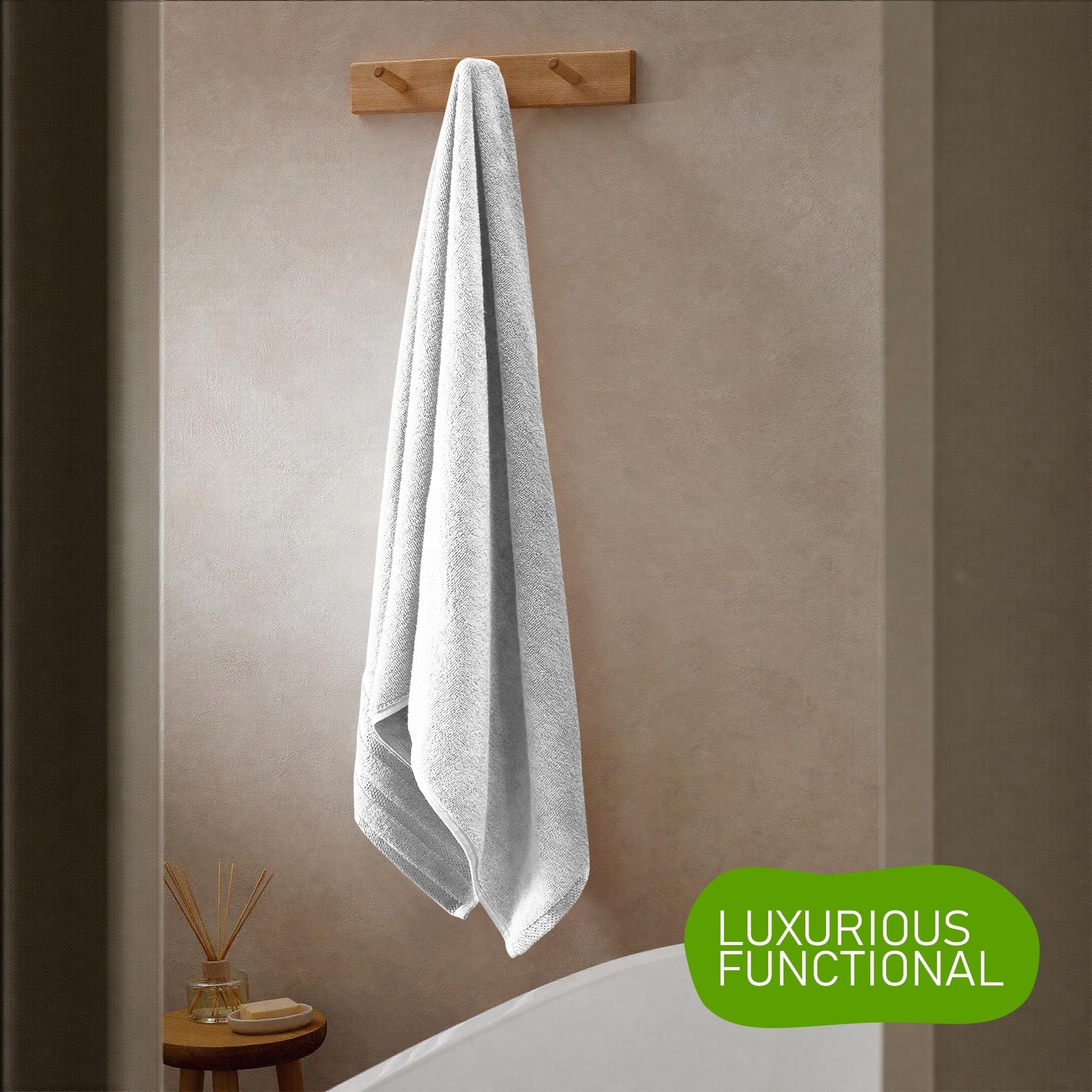 OLIVIA ROCCO Belmont Viscose Stripe White Towels 100% Cotton Hotel Quality Bath Towels