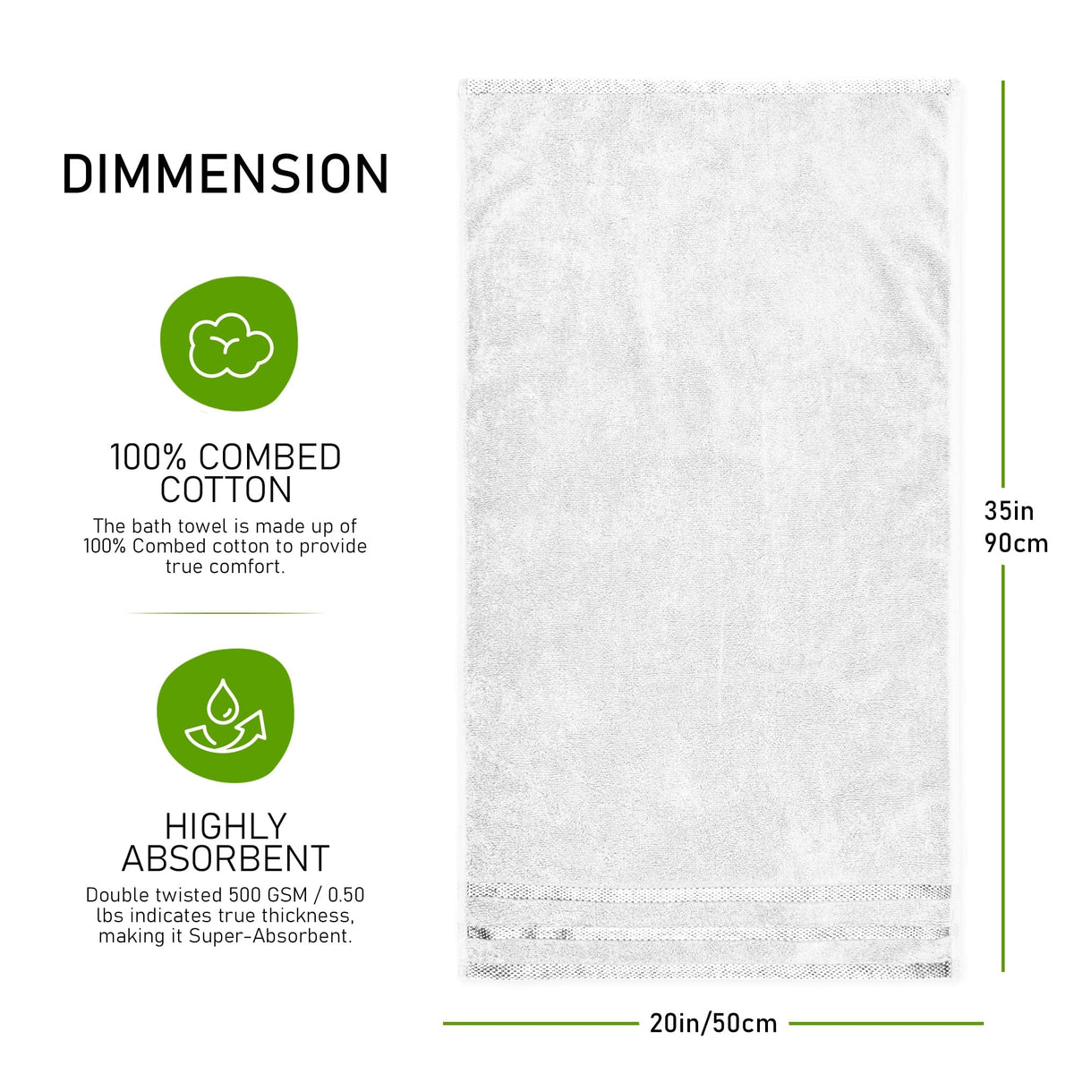 OLIVIA ROCCO Belmont Viscose Stripe White Towels 100% Cotton Hotel Quality Bath Towels