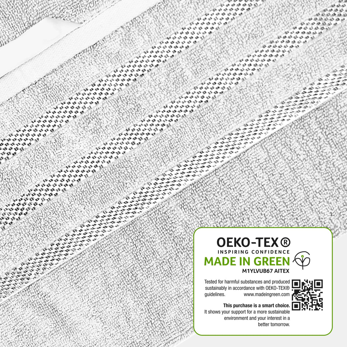 OLIVIA ROCCO Belmont Viscose Stripe White Towels 100% Cotton Hotel Quality Bath Towels